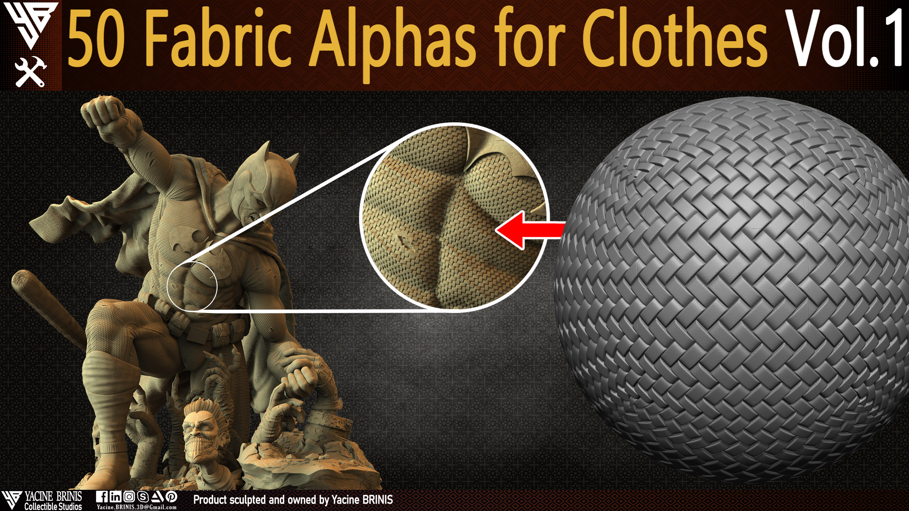 50 Fabric Alphas for Clothes Vol 01 By Yacine BRINIS Set 01