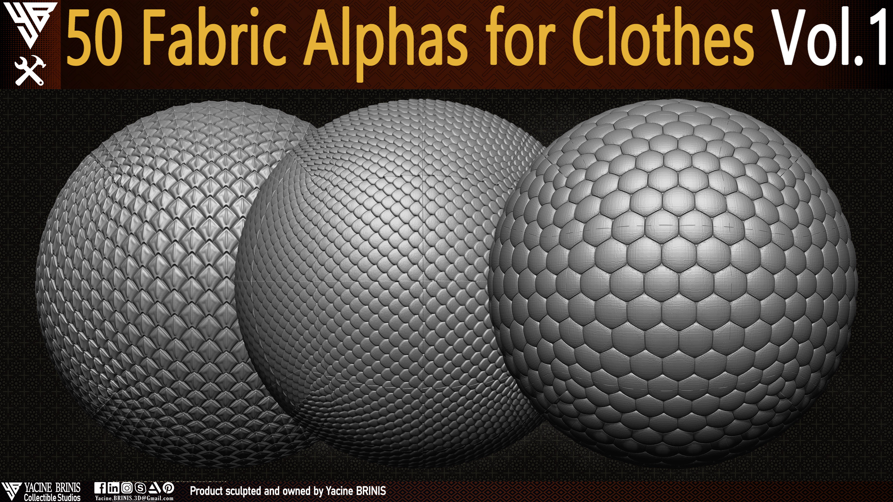 50 Fabric Alphas for Clothes Vol 01 By Yacine BRINIS Set 02