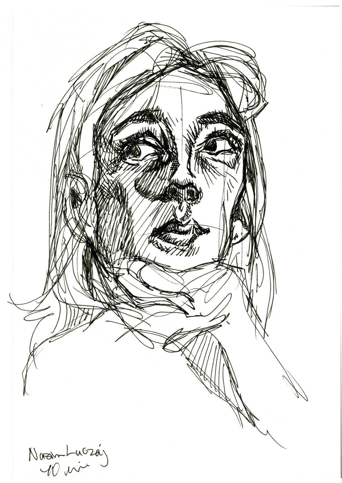 Model Nasim in pen and ink.