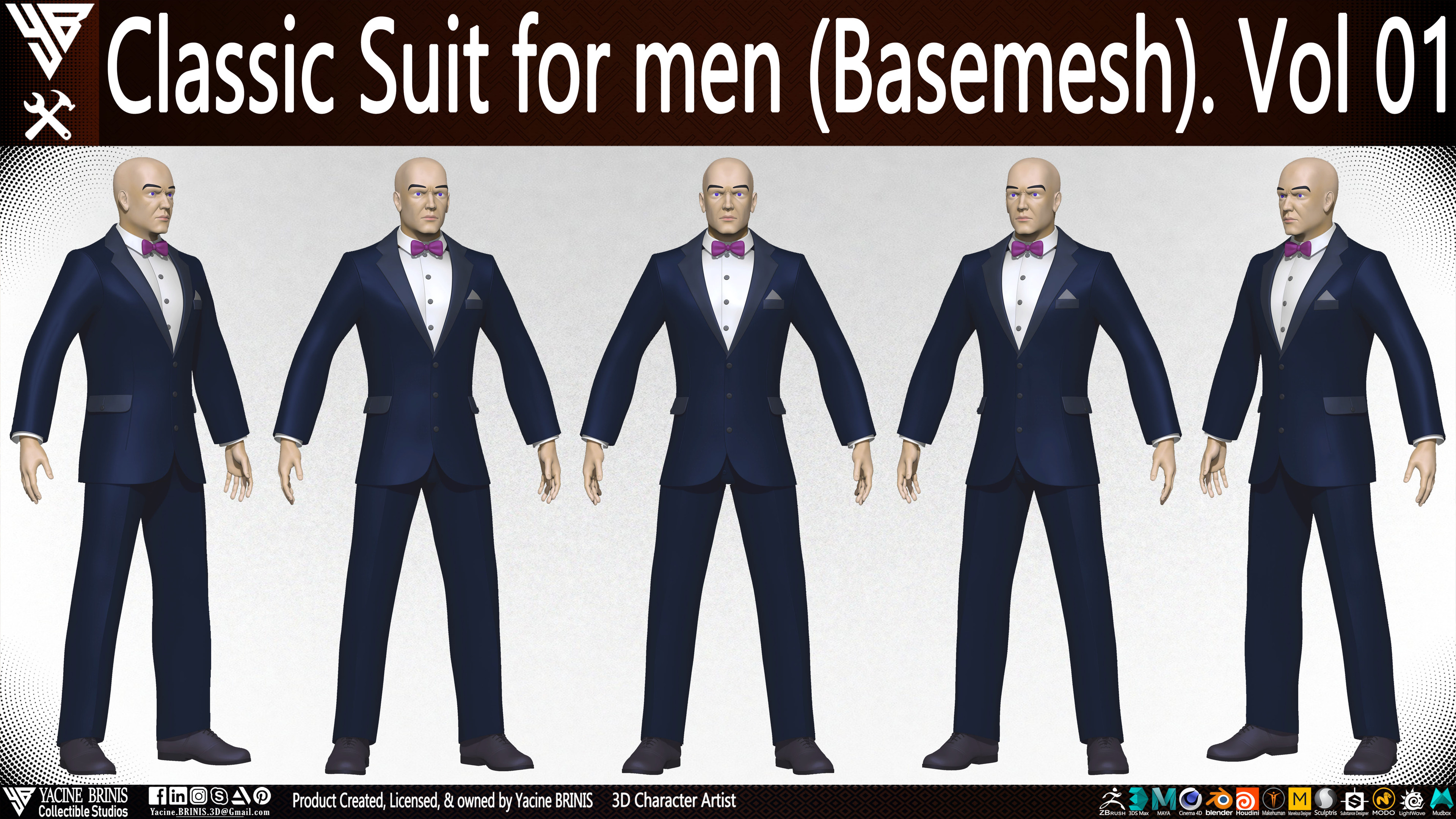 Classic Suit for men Basemesh By Yacine BRINIS Vol 01 Set 001