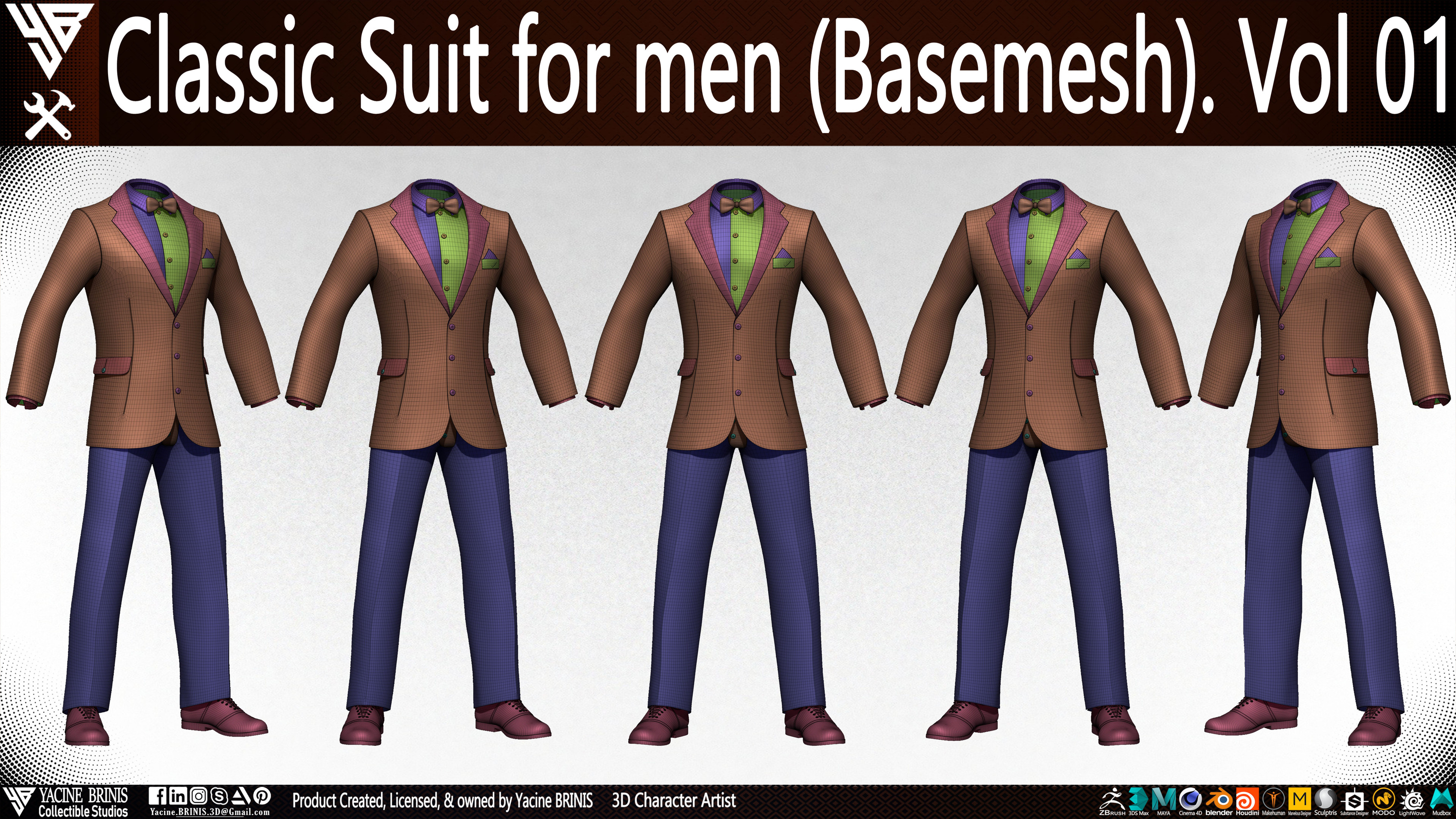 Classic Suit for men Basemesh By Yacine BRINIS Vol 01 Set 005