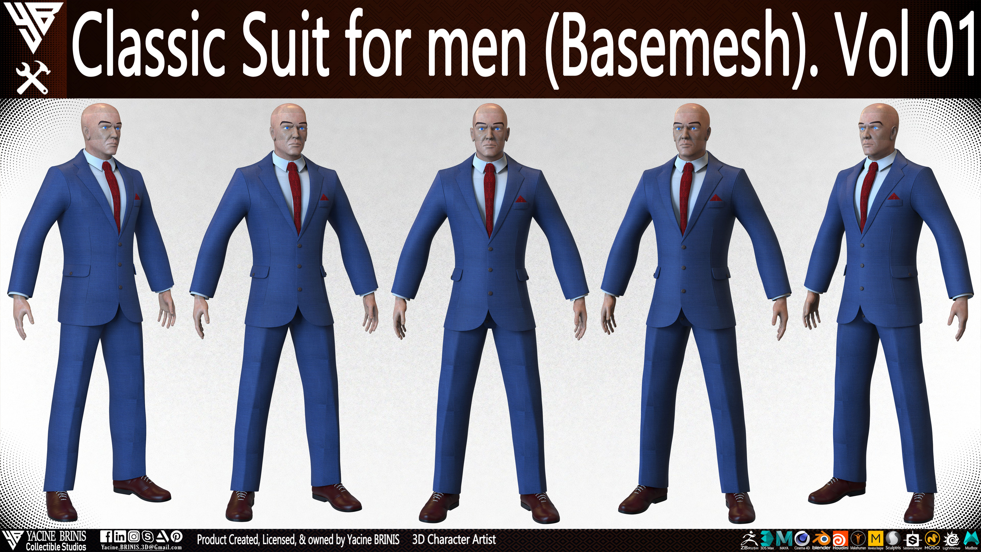 Classic Suit for men Basemesh By Yacine BRINIS Vol 01 Set 006