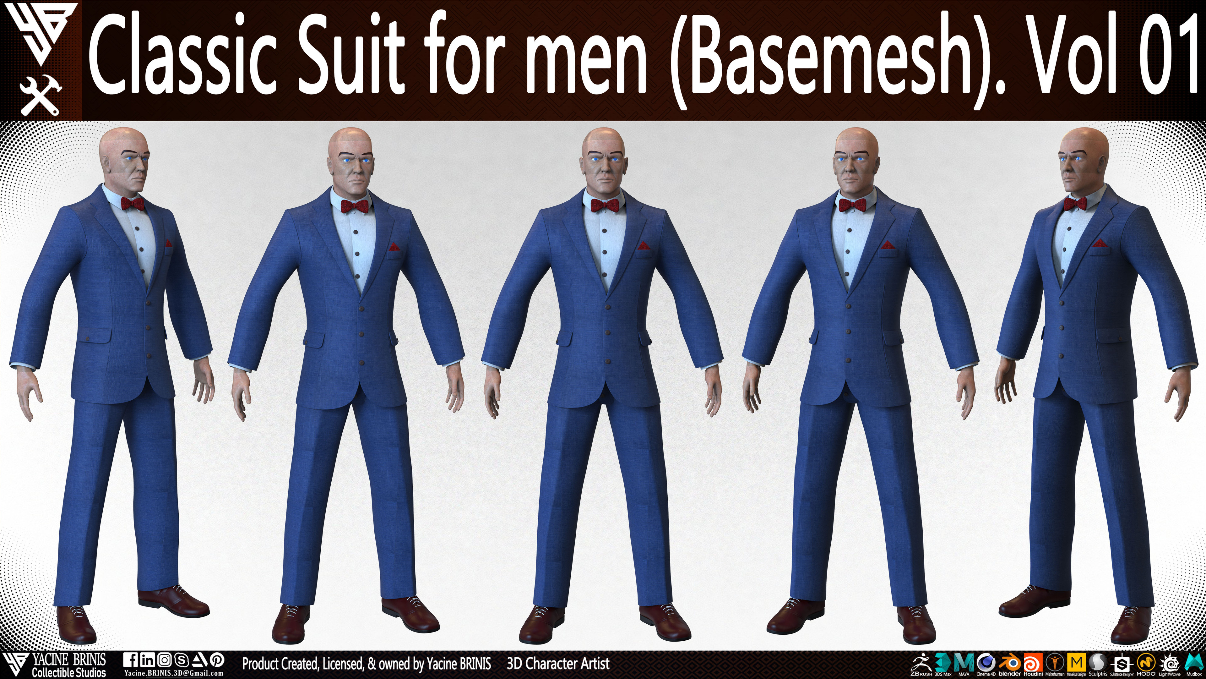 Classic Suit for men Basemesh By Yacine BRINIS Vol 01 Set 007