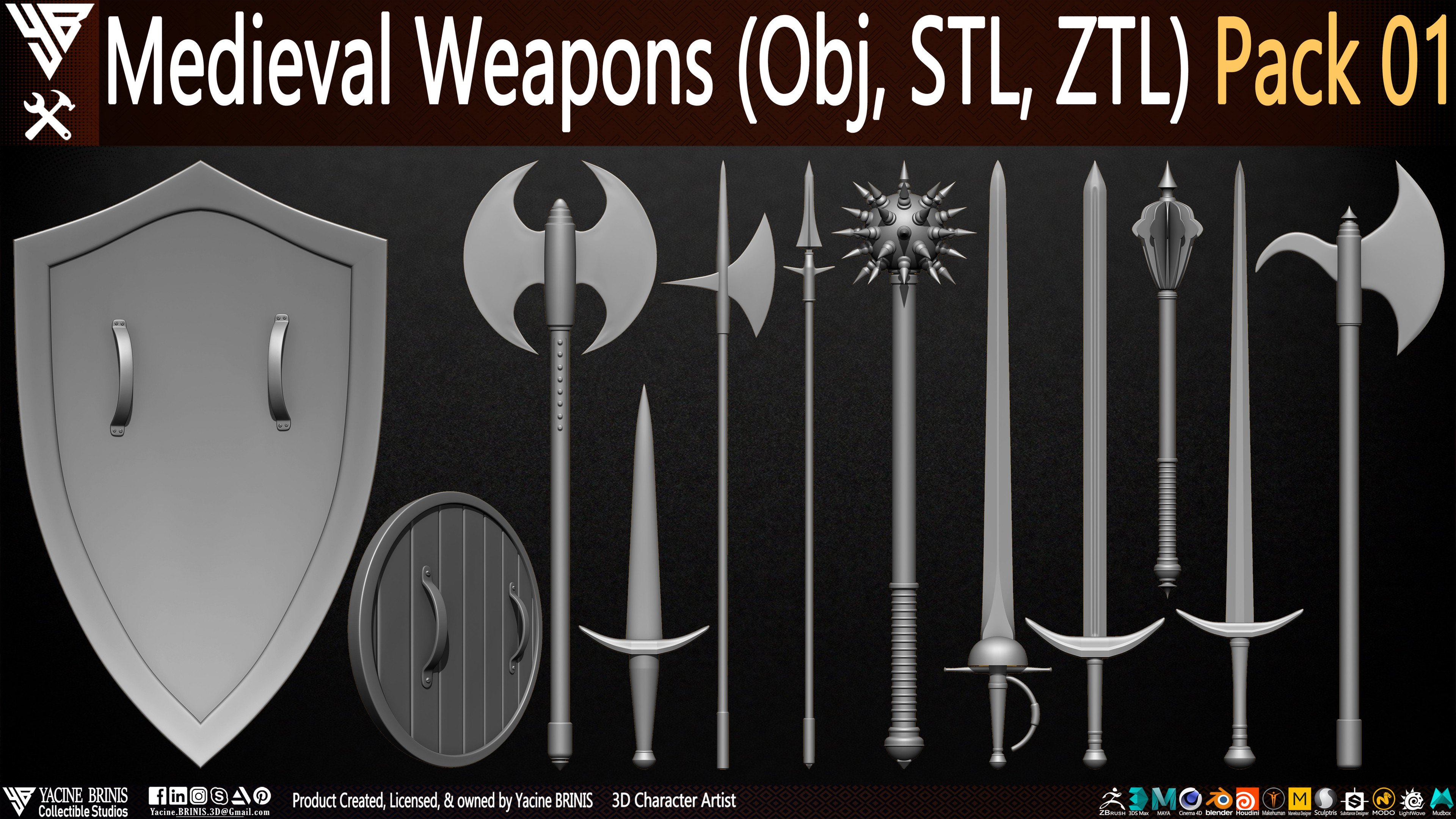 Medieval Weapons By Yacine BRINIS Pack 01