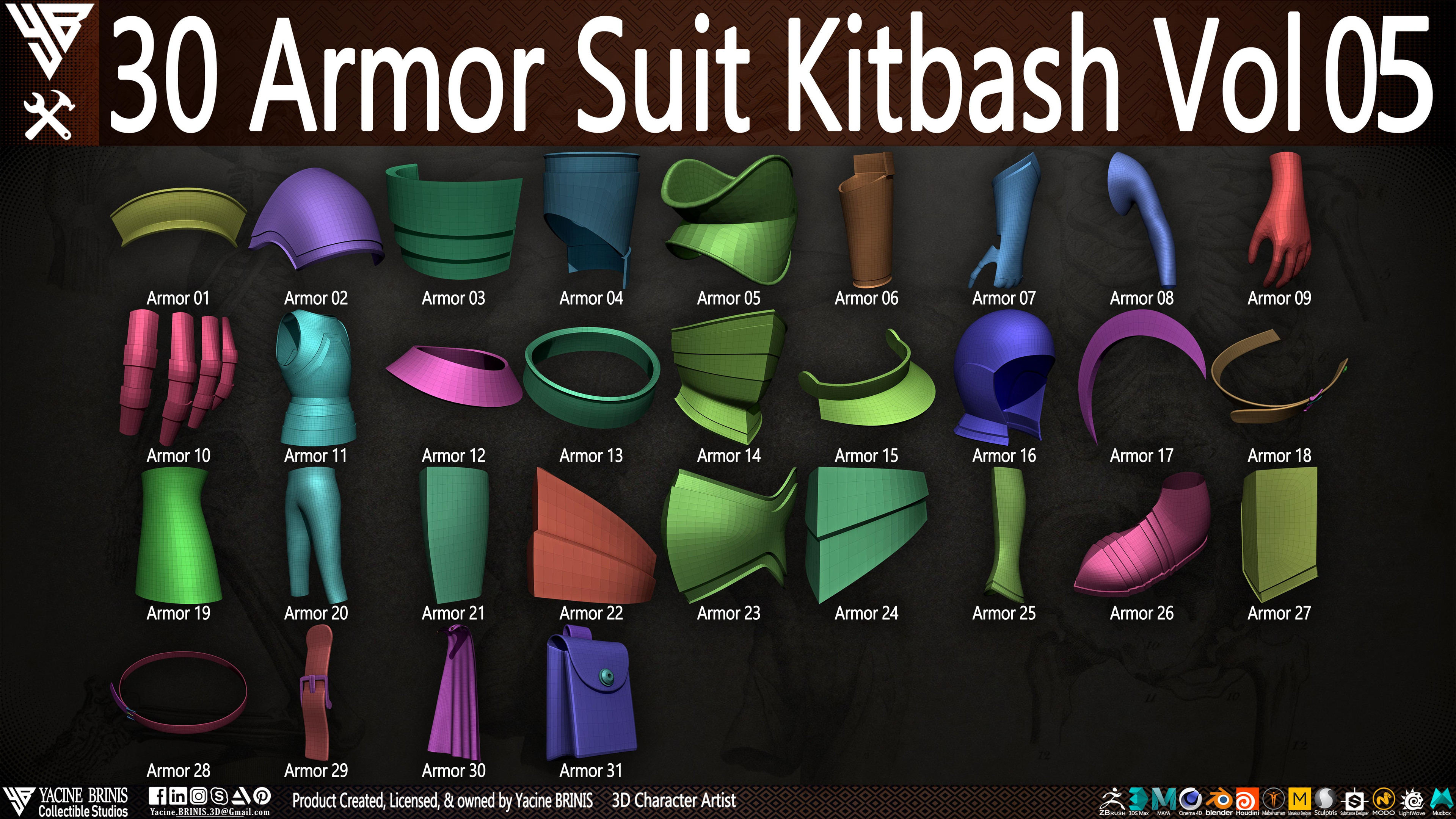 30 Armor Suit Kitbash By Yacine BRINIS Set 022