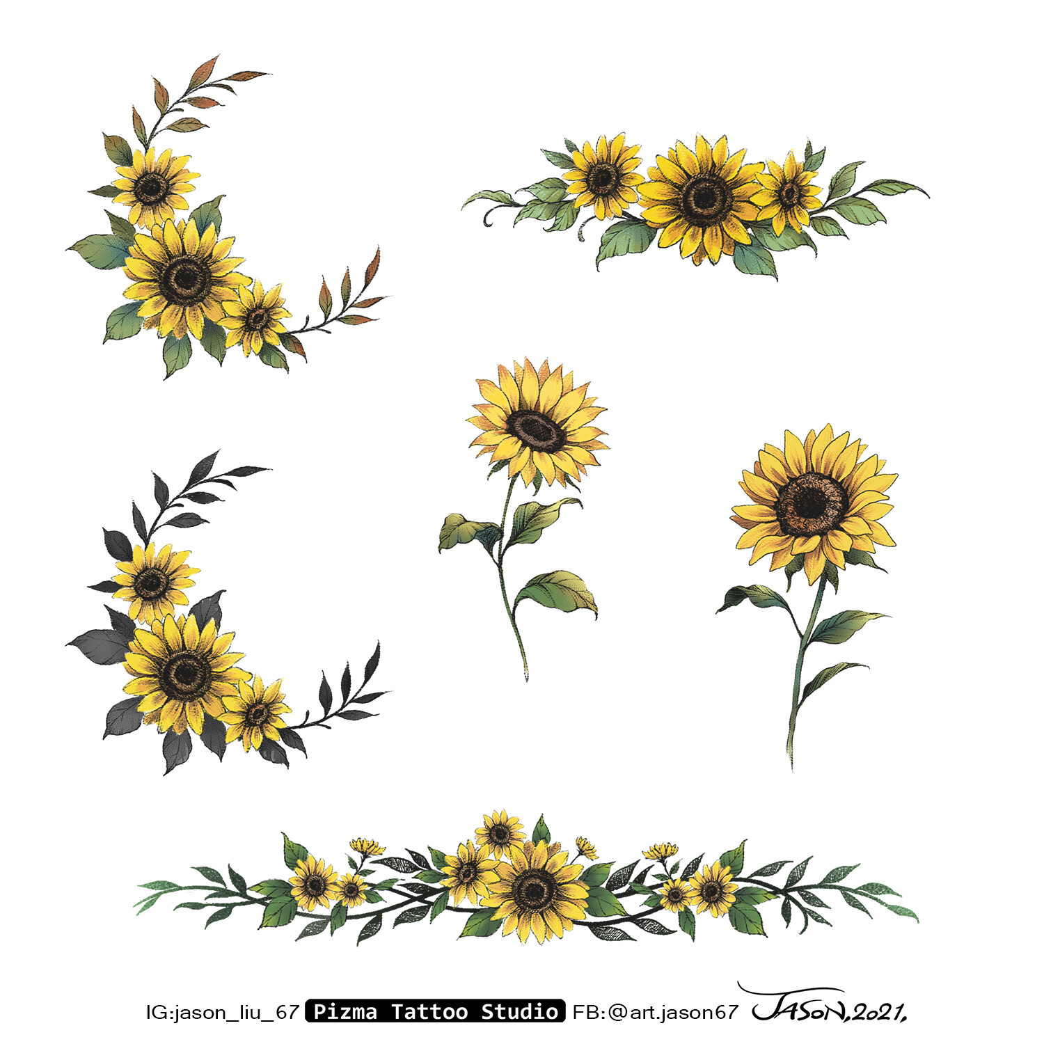 sunflower tattoo stencils