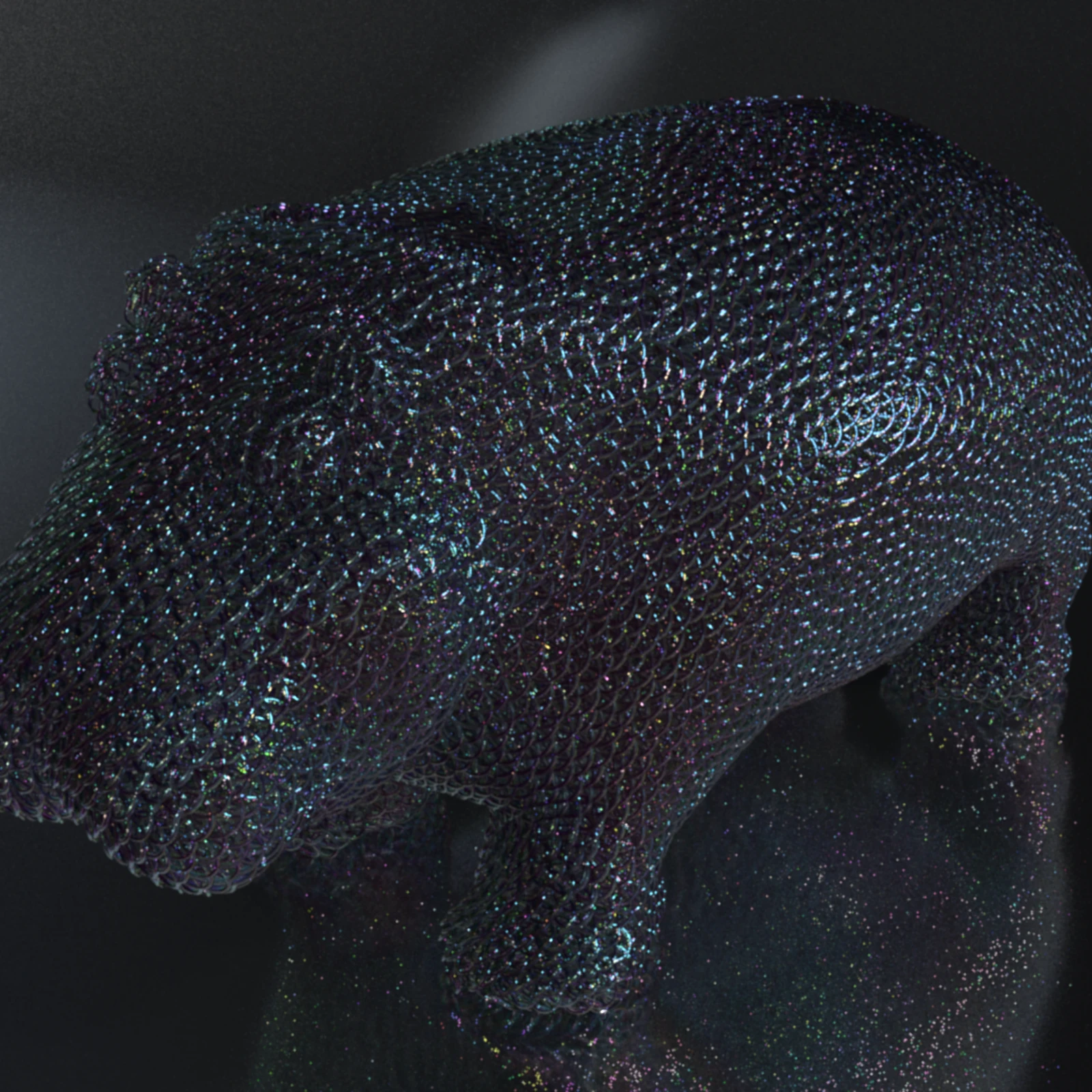 Forming a shape with interlocking iridescent rings.