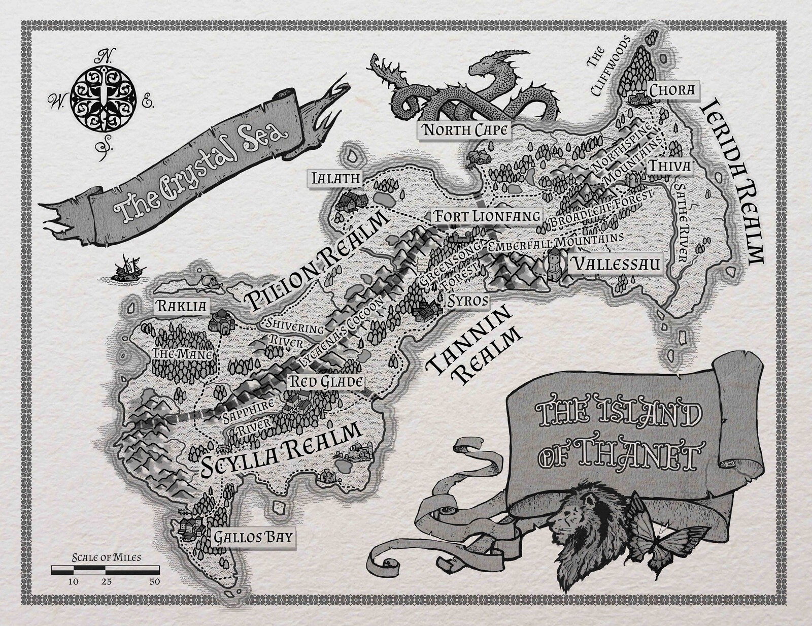 A map of the island of Thanet, set over a simple texture. The printed version appears over two pages with the spine in the centre.
