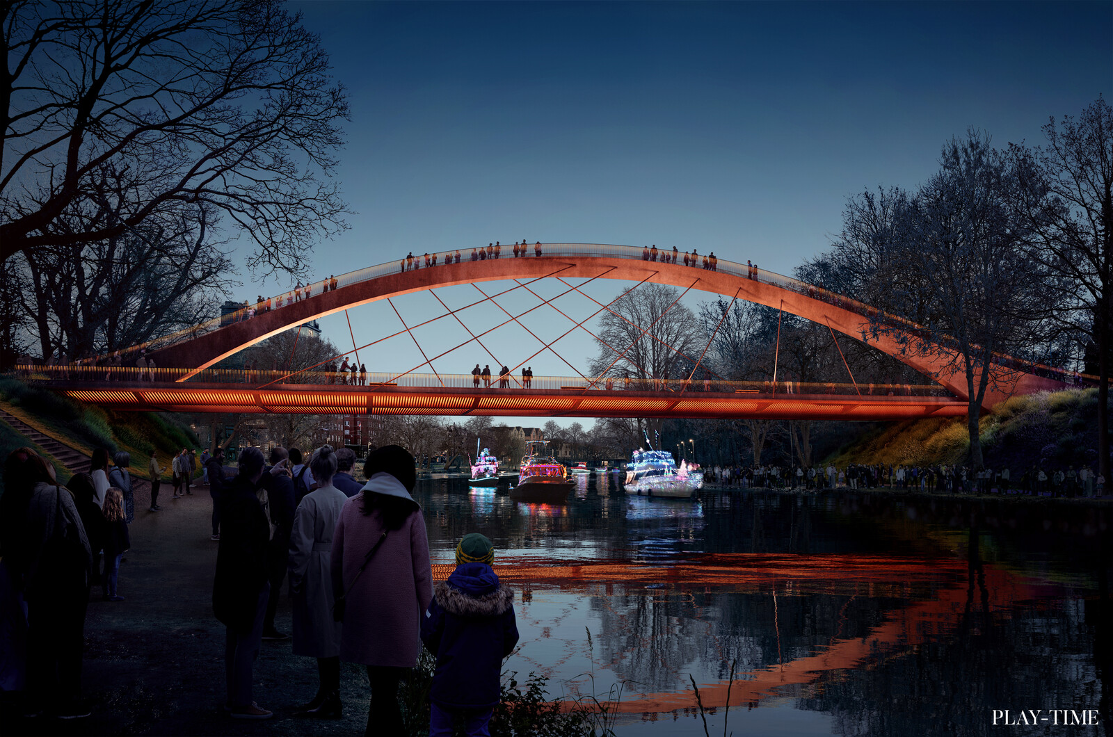 New bridge over Angelholm River designed by ENTROPIC. Images by PLAY-TIME Barcelona