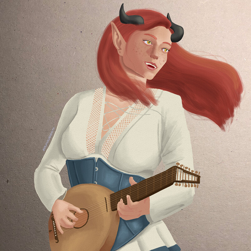 Delaia, Tiefling Bard - Client Commission