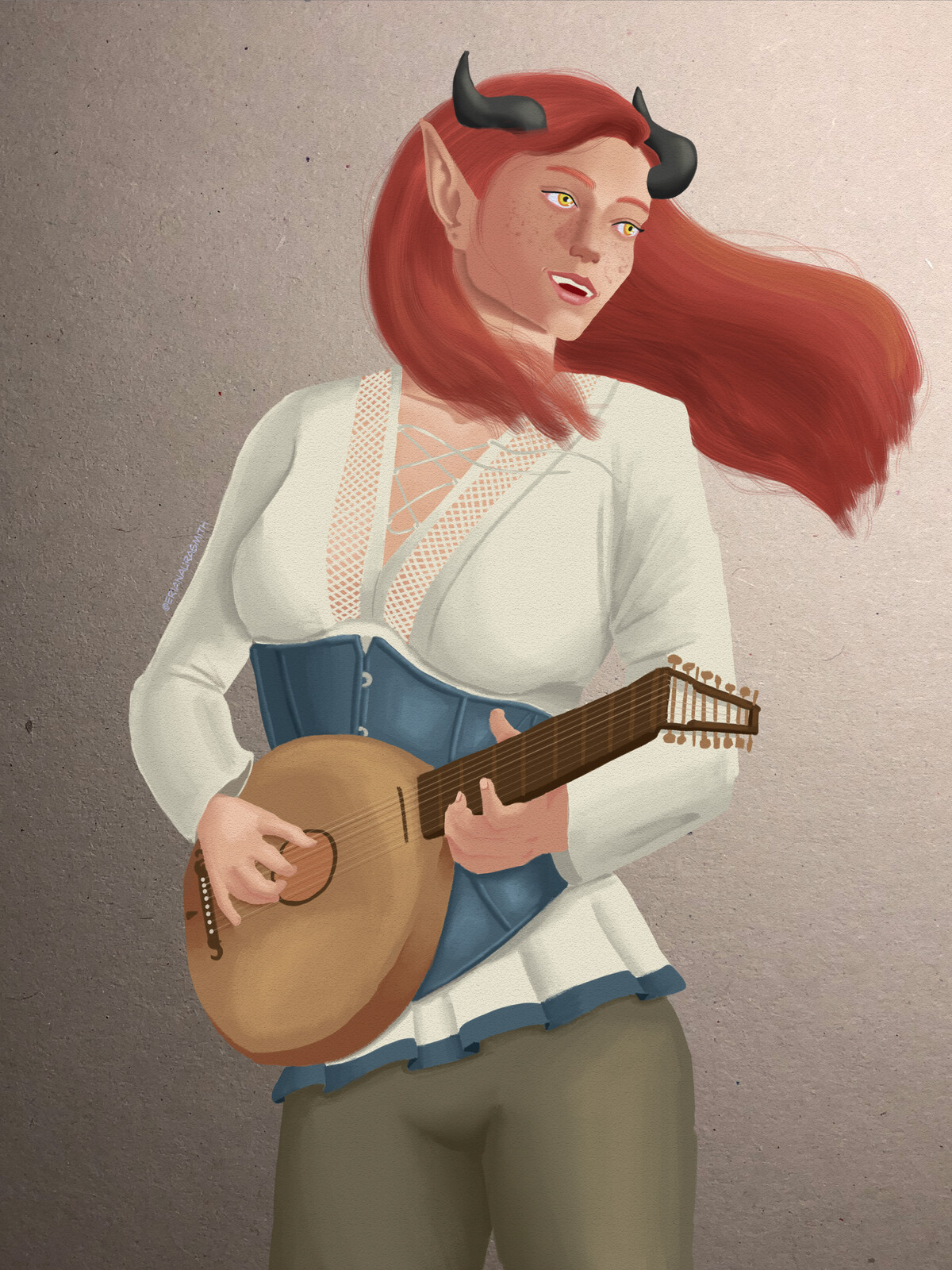 Delaia, Tiefling Bard - Client Commission
