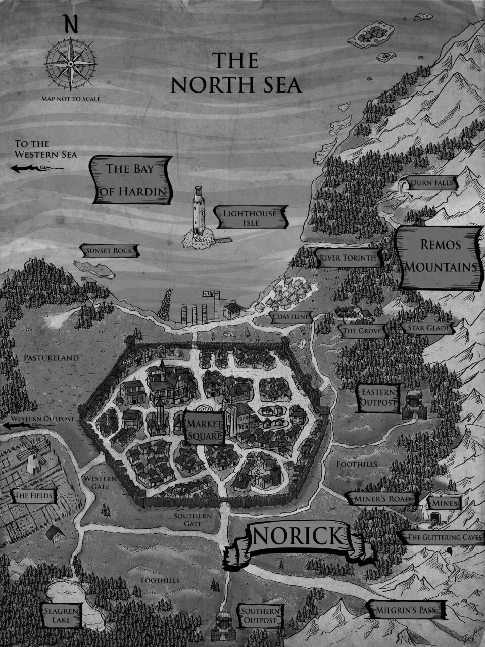 Map design for the dark fantasy novel "A Dream of Darkness" book, written by Cory Kruse; available in hardcover and digital on Amazon