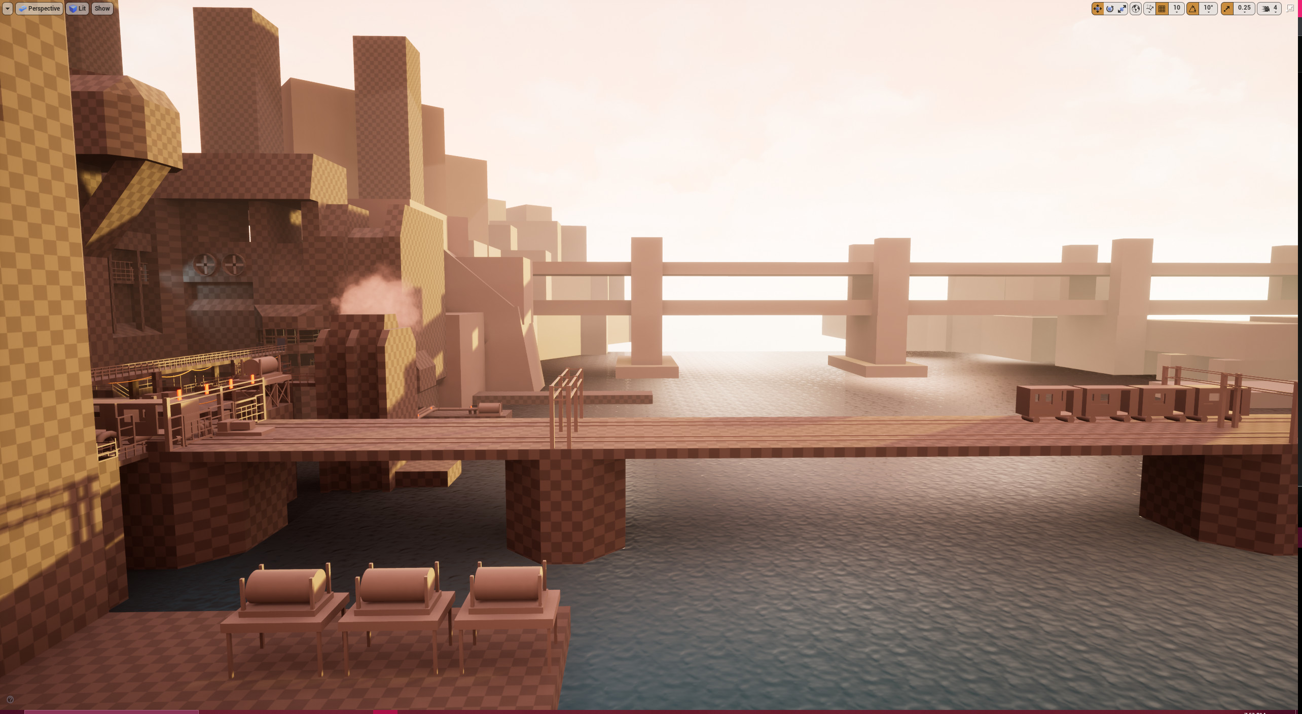A side view of the bridge the player needs to cross.