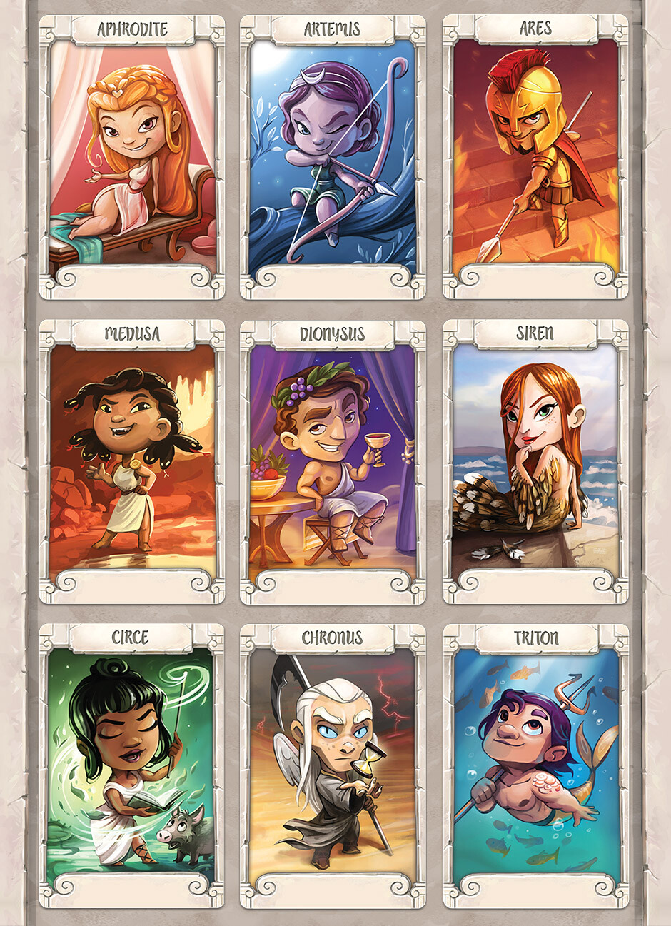 God cards (with powers removed to see full art).