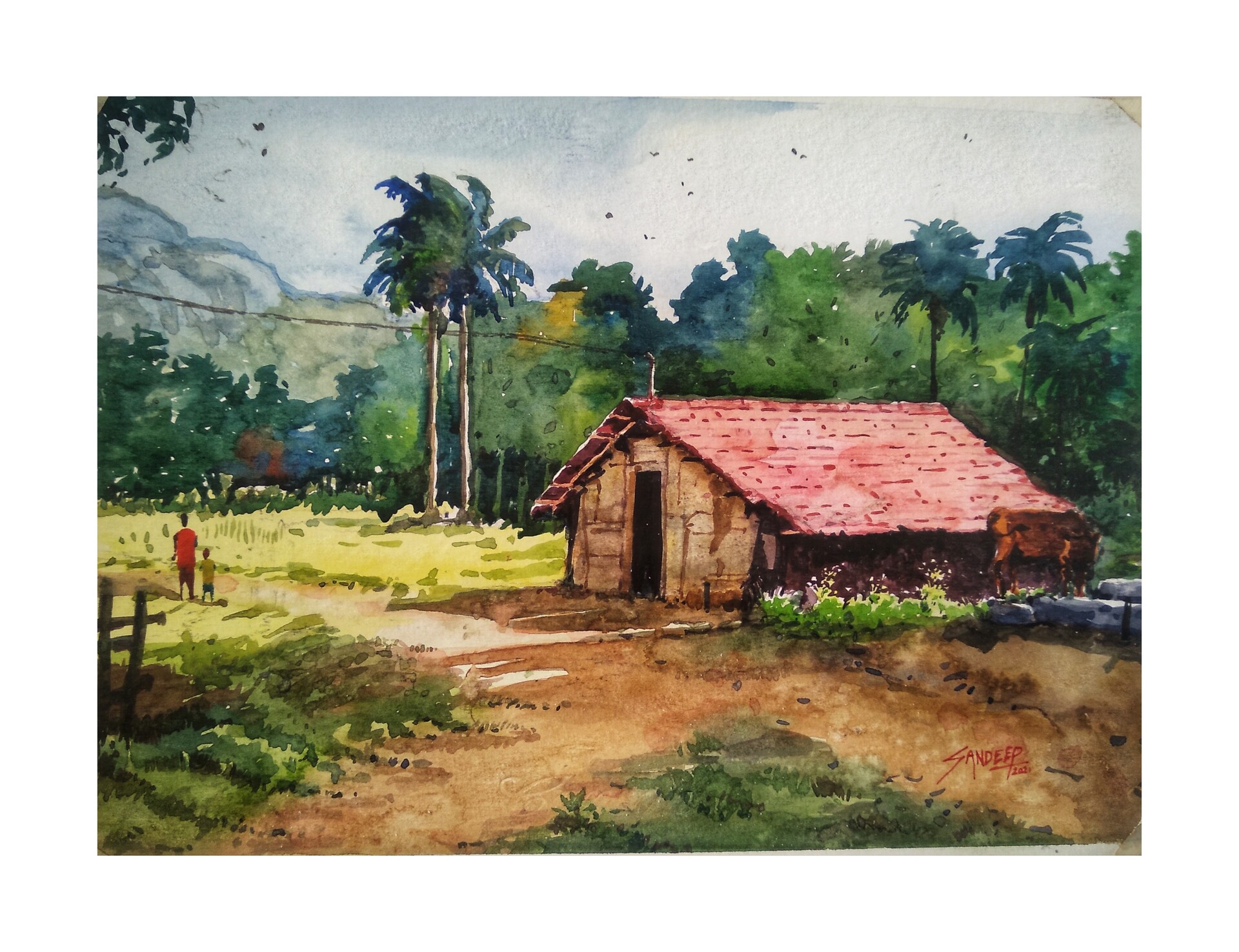 artstation-village-landscape-watercolor-painting