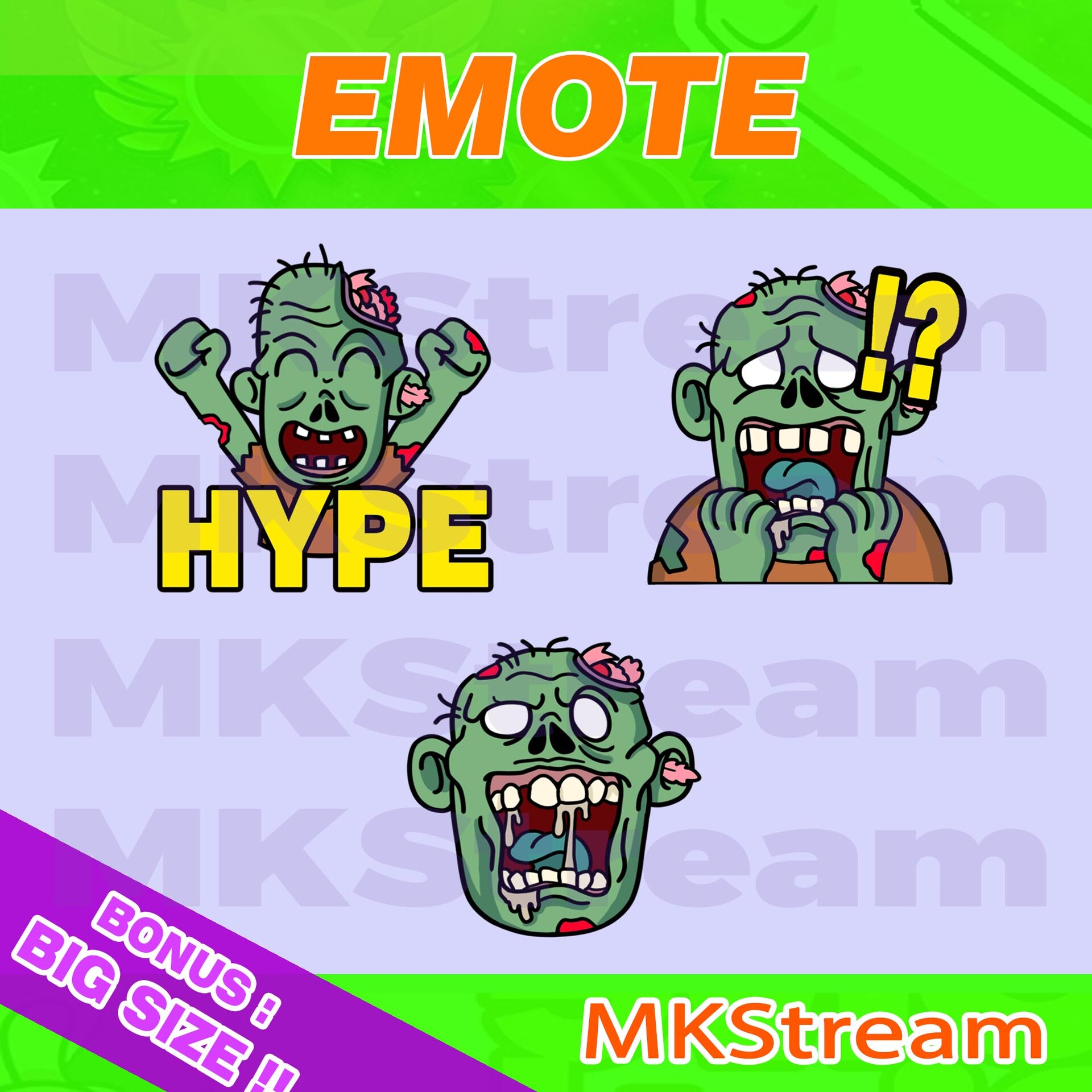 MKStream Twitch emotes zombie pack