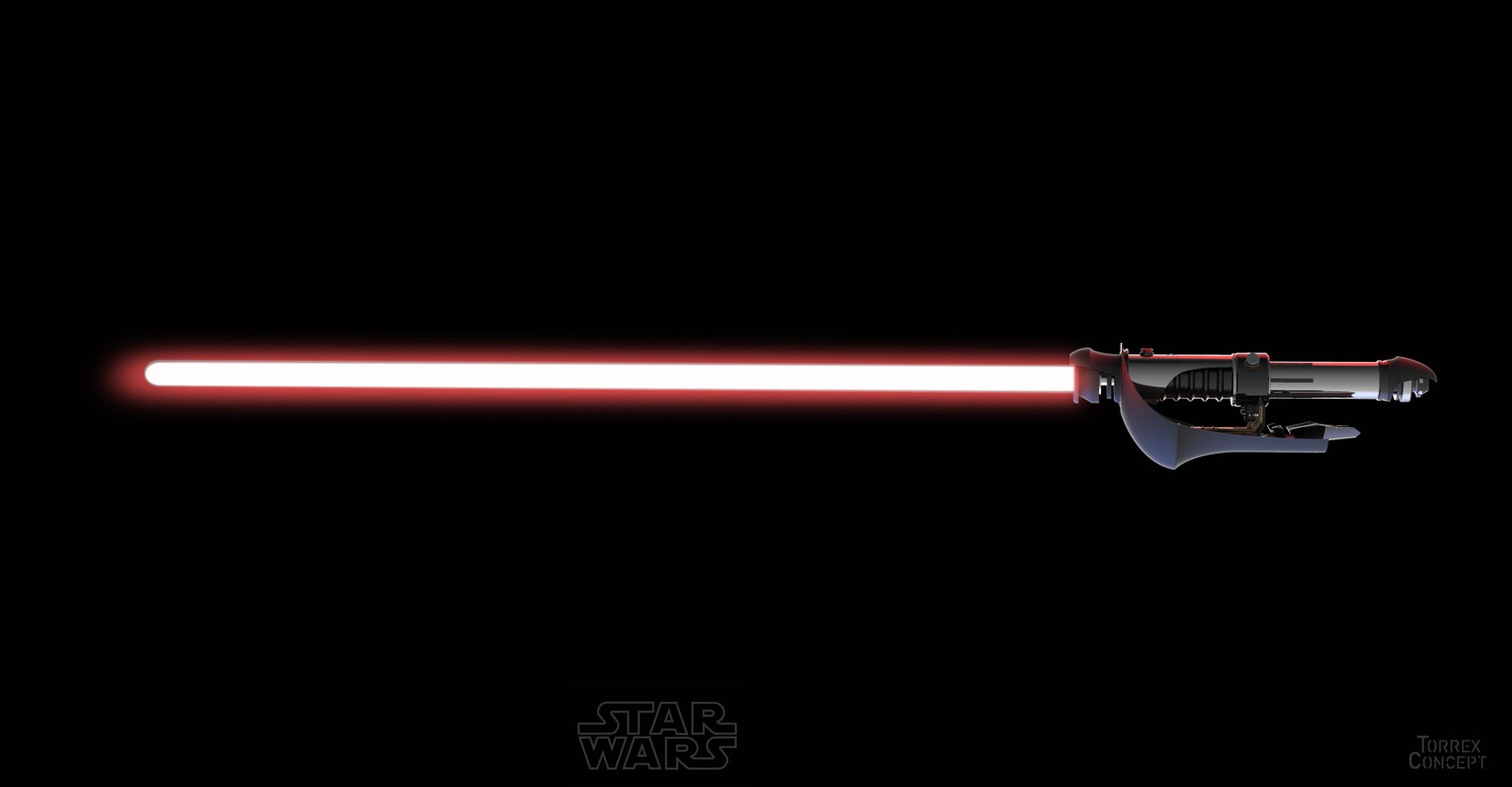 Two-handed Sith lightsaber.