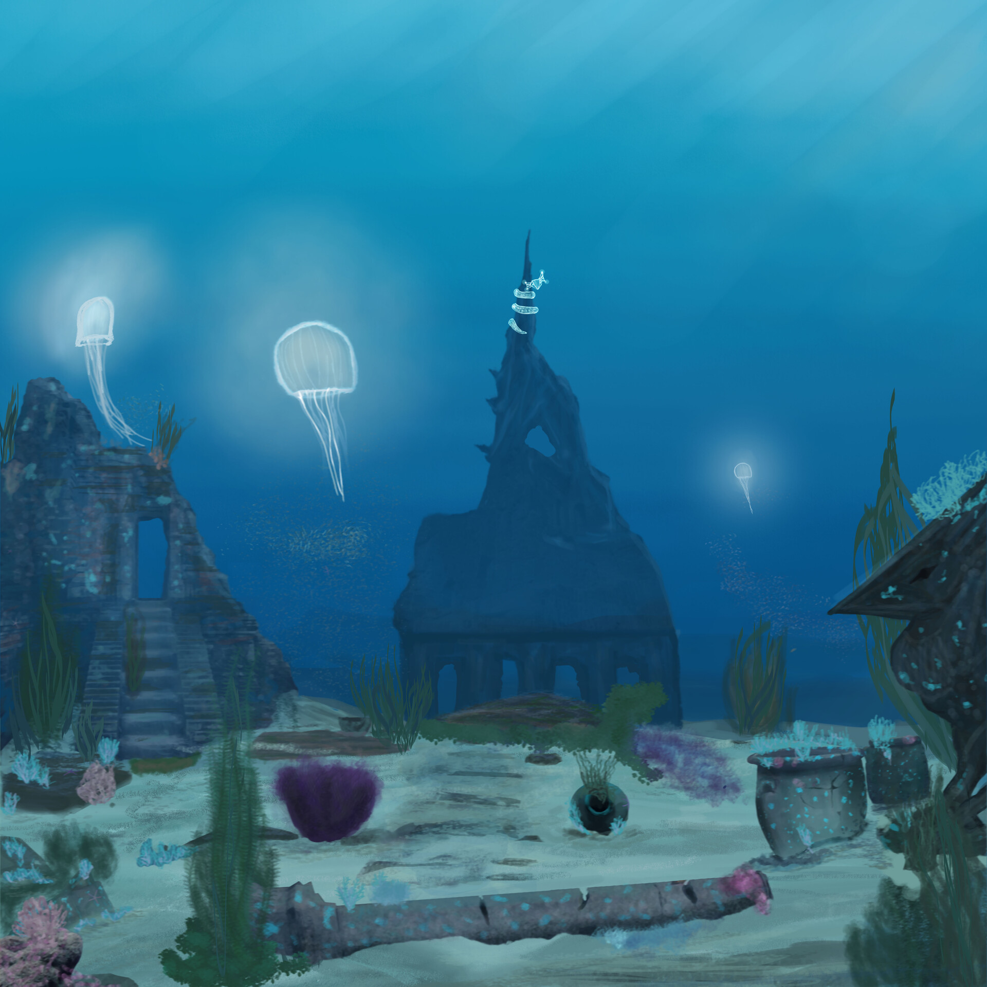 ArtStation Underwater Temple Ruins Environment