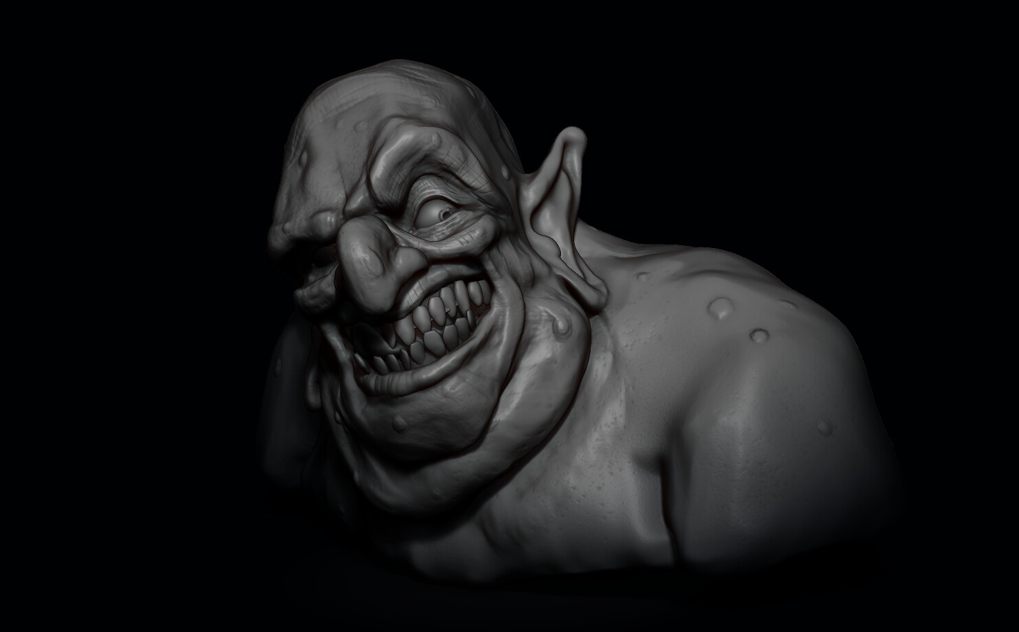 Early phase of the bust. He has geometry passing through the teeth here that I didn't notice till later :p