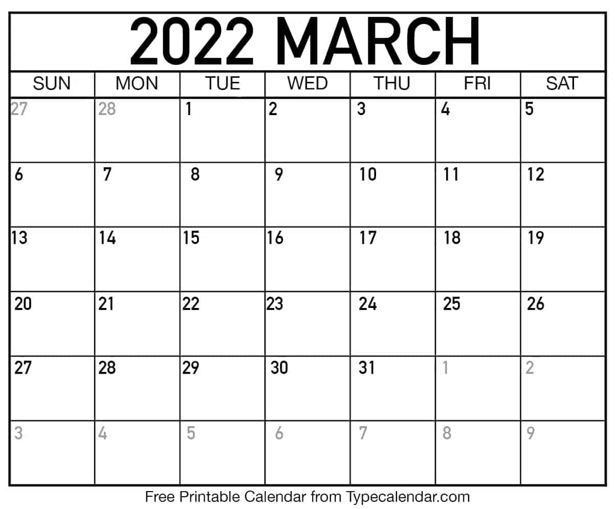 calendar march 2022 with holidays