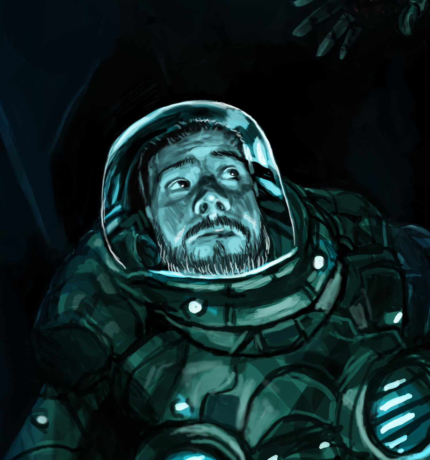 2 WIP closeups for a new sci-fi horror Painting that will be finished very soon!
