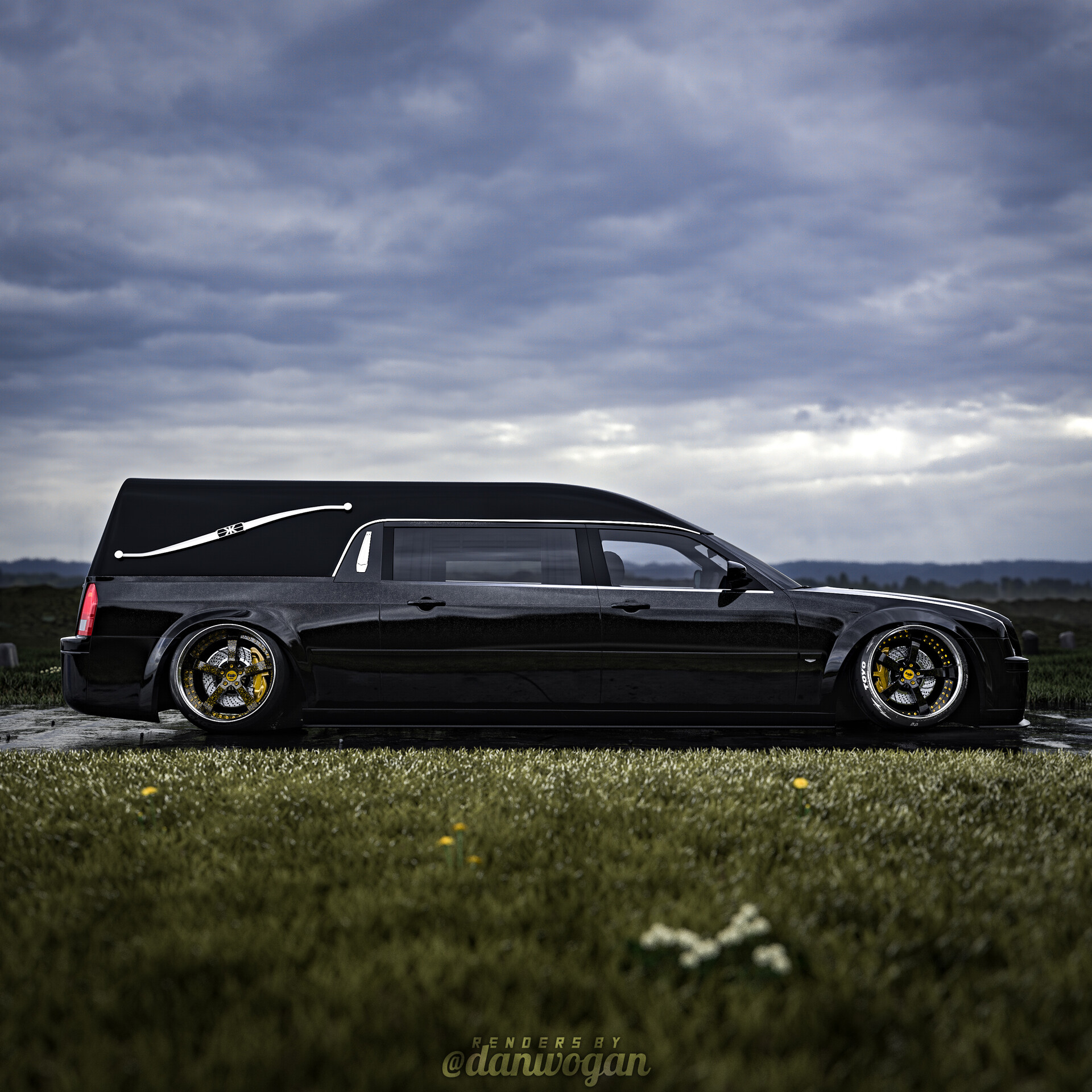 Daniel Wogan Stanced Chrysler Hearse 3D Render
