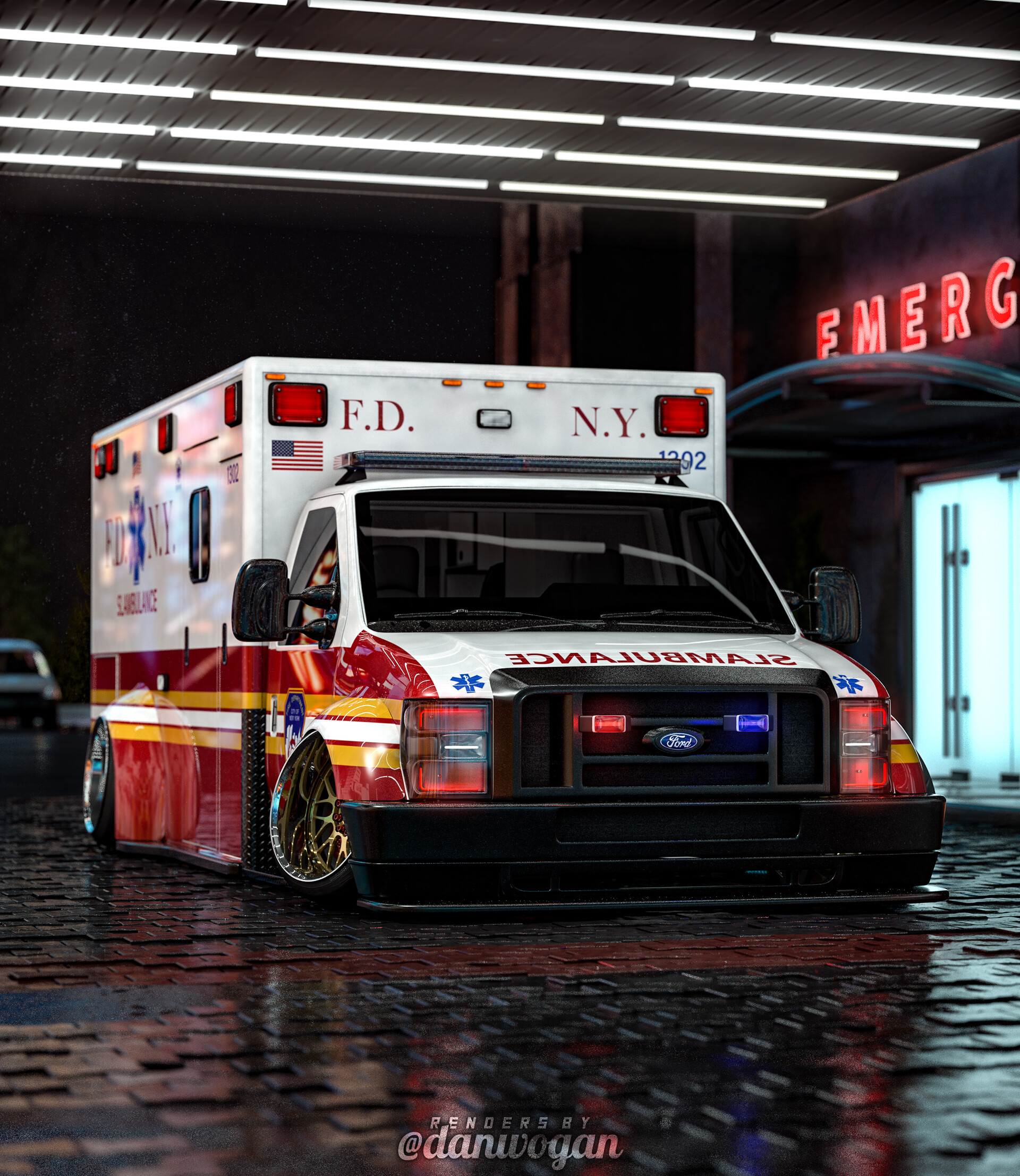 ArtStation - Stanced Ambulance 3D Render