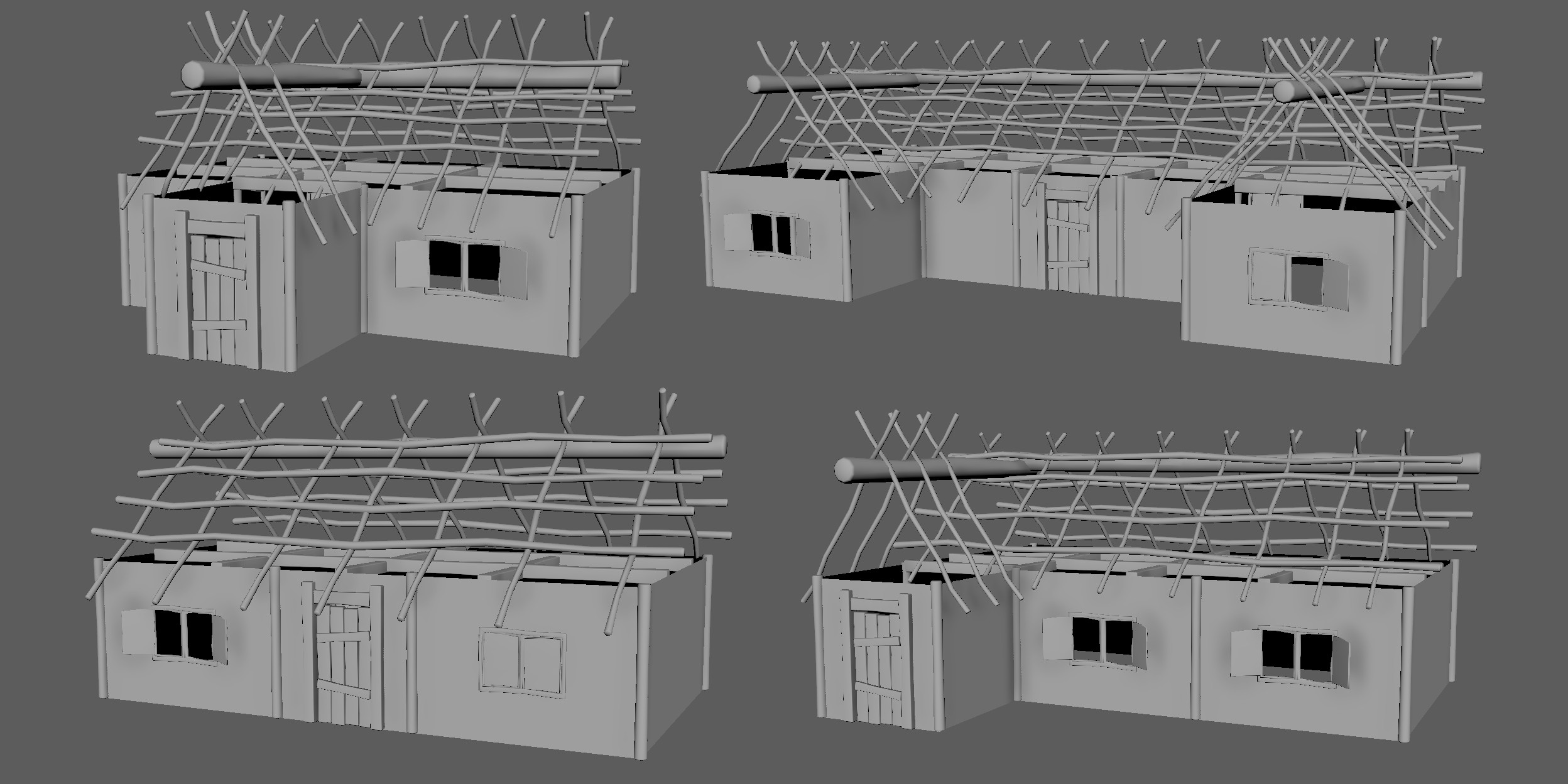 Farmhouse layouts in Maya.