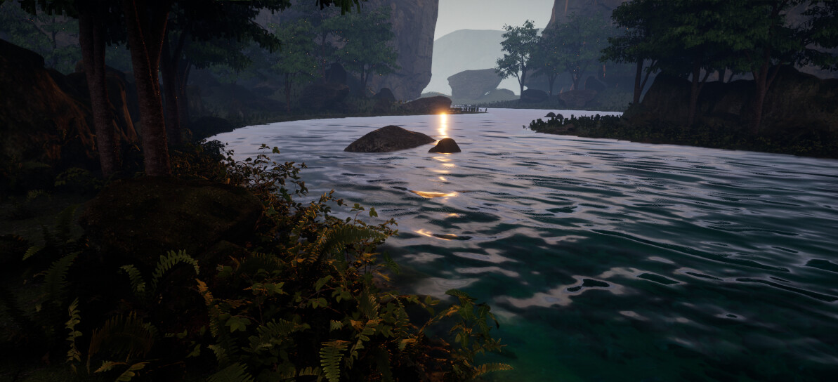 Stream at sunset 