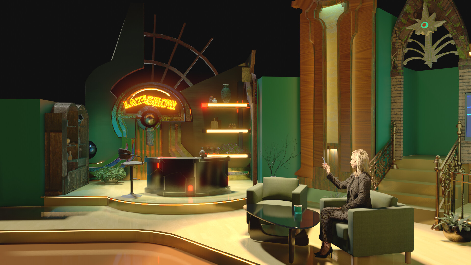 ArtStation - tv set design 3d blender, image size:1920x1080