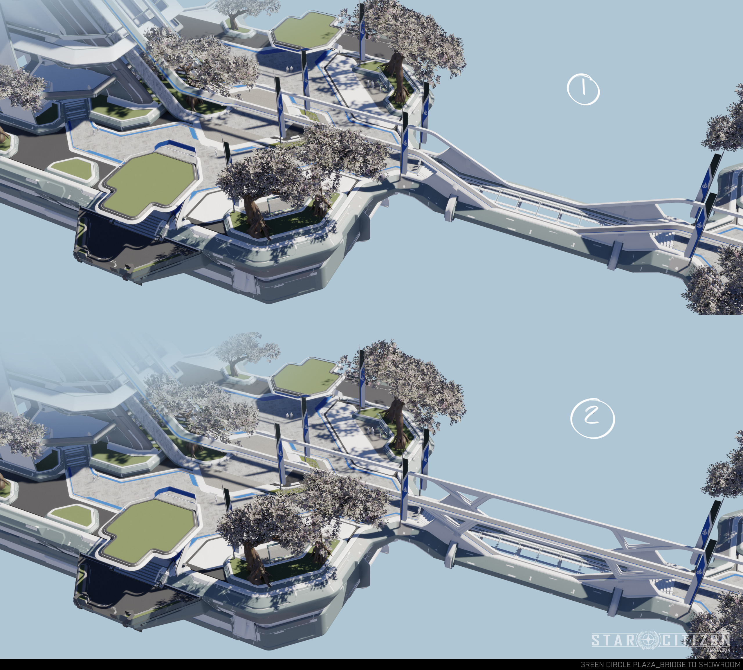 Green Circle to showroom plaza - bridge variation