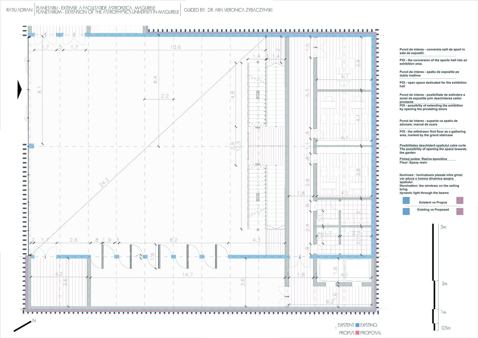 4: The exhibition. An old gym converted into a new exhibition hall.