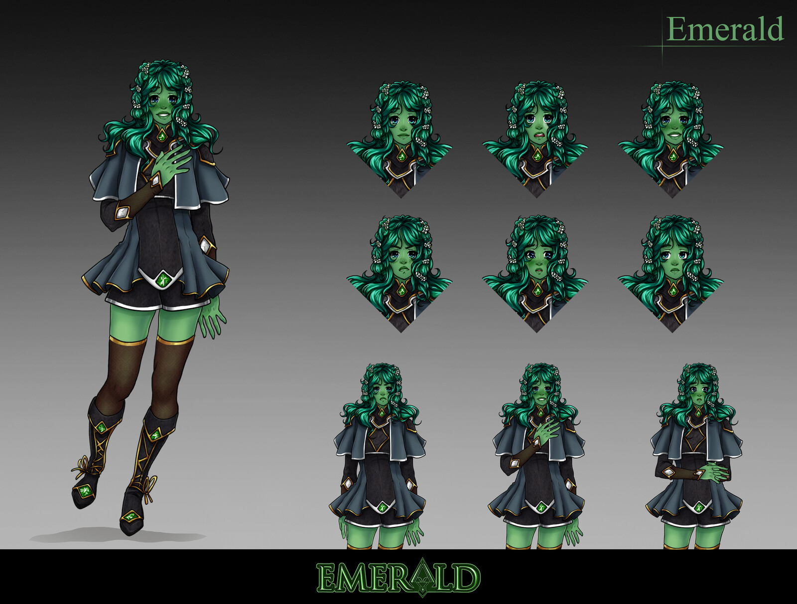 Visual Novel Character Concept - Emerald
