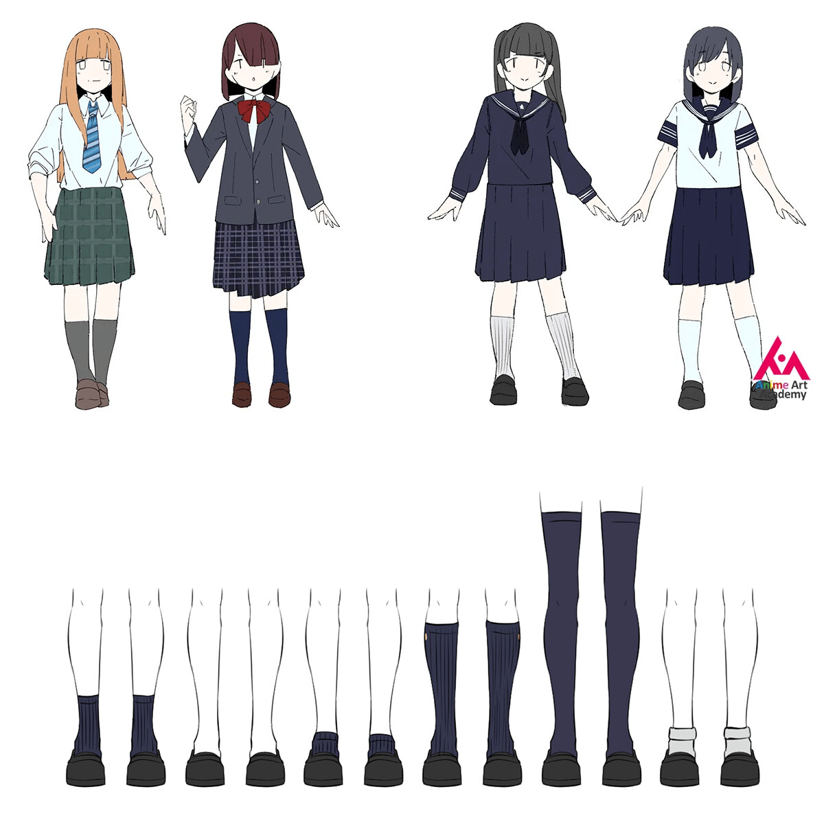 ArtStation - All about Japanese girls' school uniforms! (Part 2)