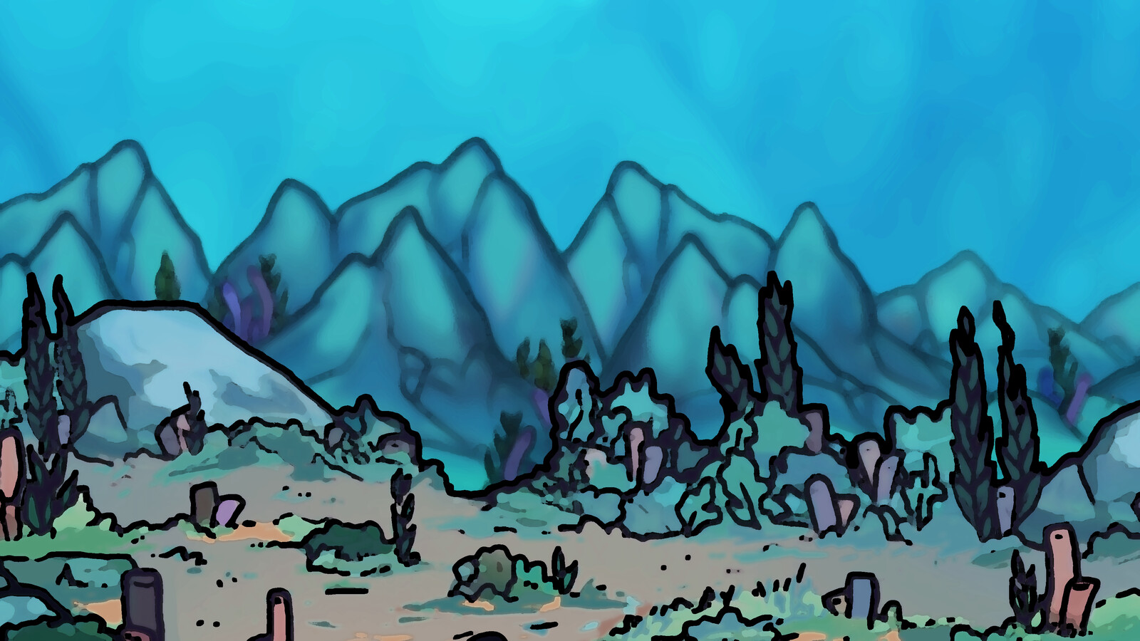 Urchins and Ink Background Concept Art