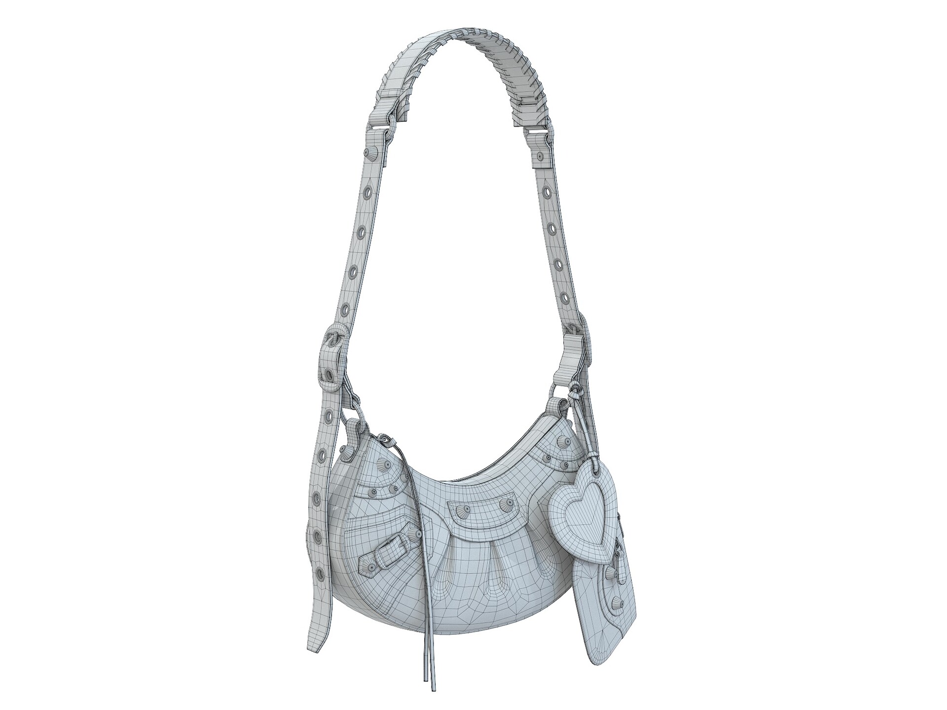 3D model Balenciaga Le Cagole Shoulder Bag White VR / AR / low-poly