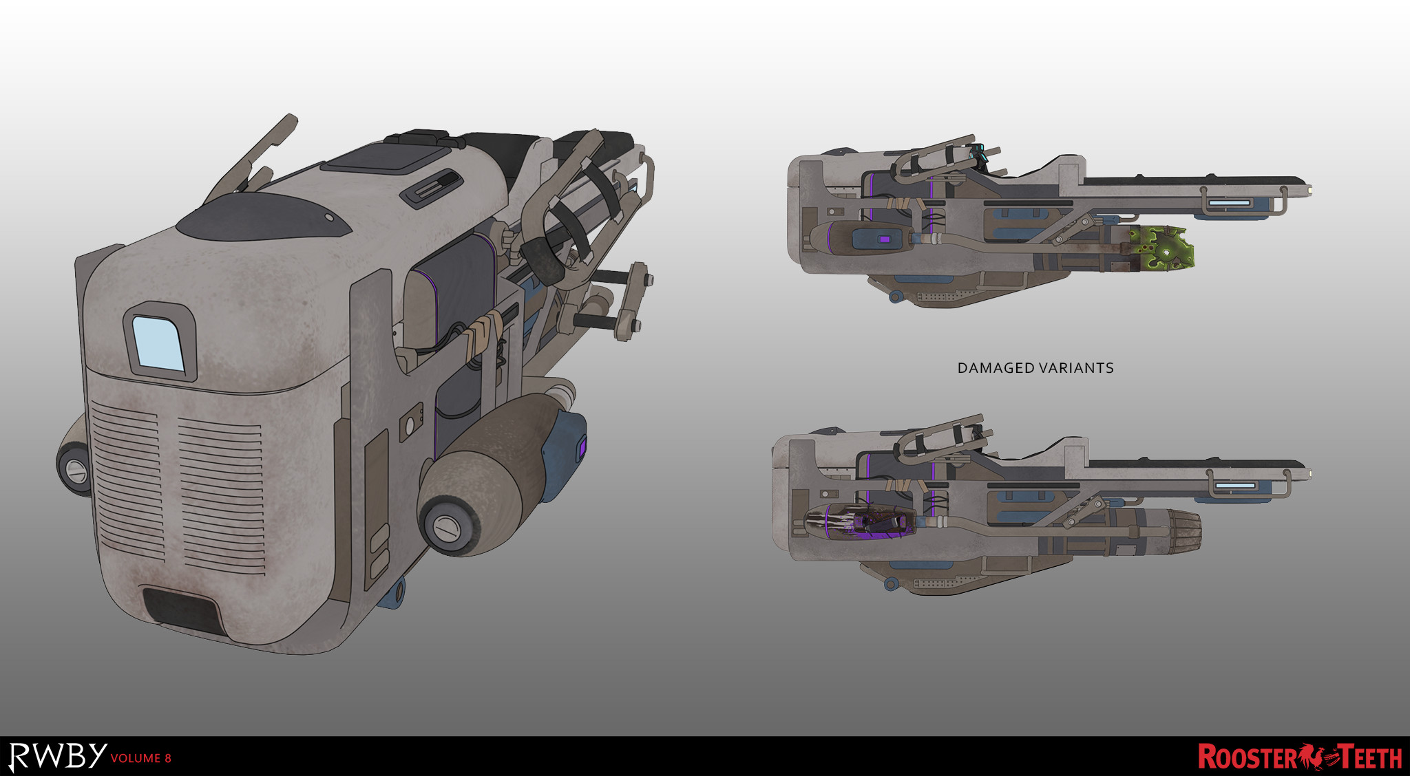 Hoverbike and alternate versions featuring impact and acid damage. 