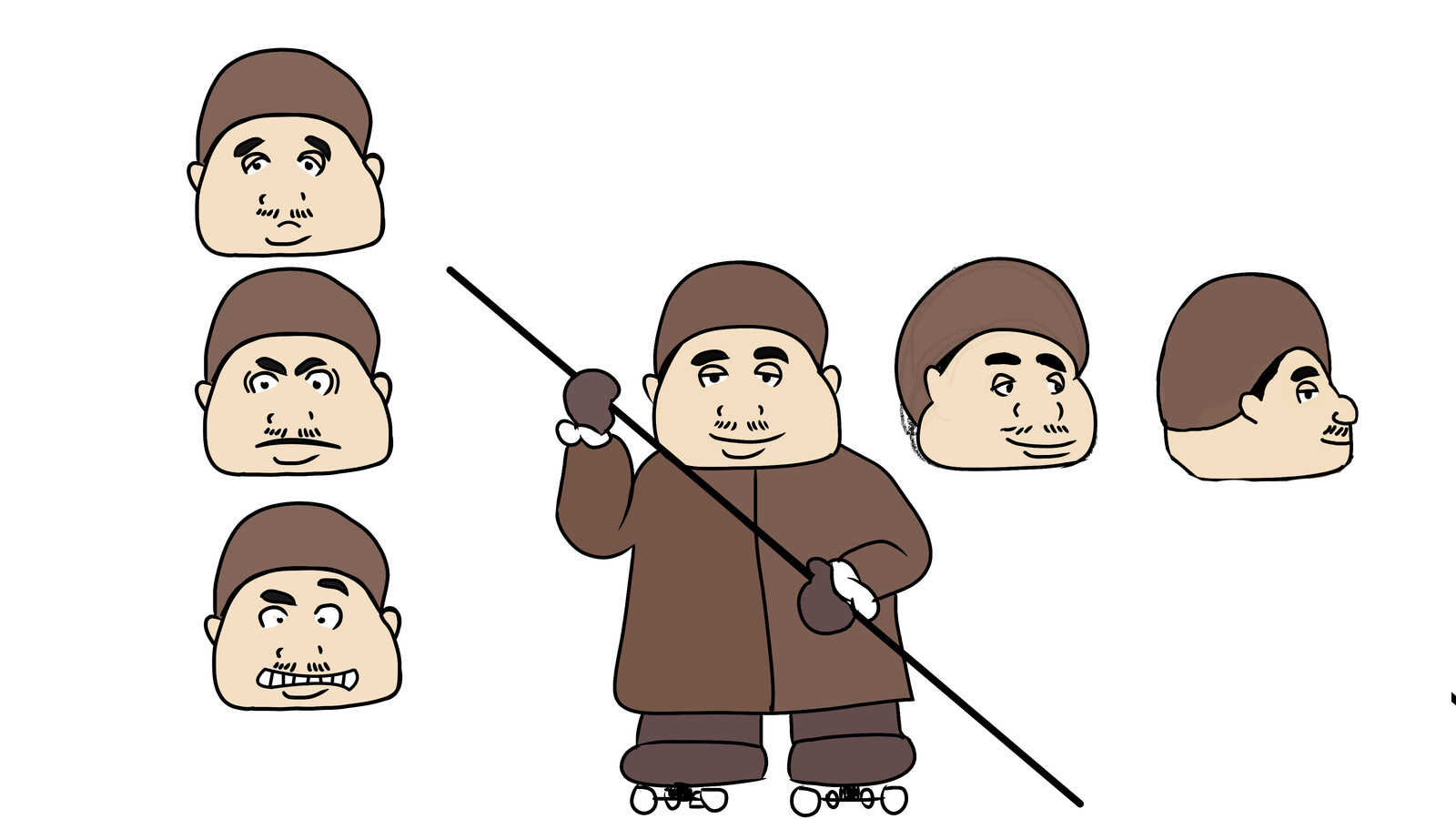A Man created with basic shapes for easy animation, who finds a new lease of life in his way to get around.  Inspired by Compo Simmonite in The Last Of The Summer Wine and elders in Studio Ghibli films