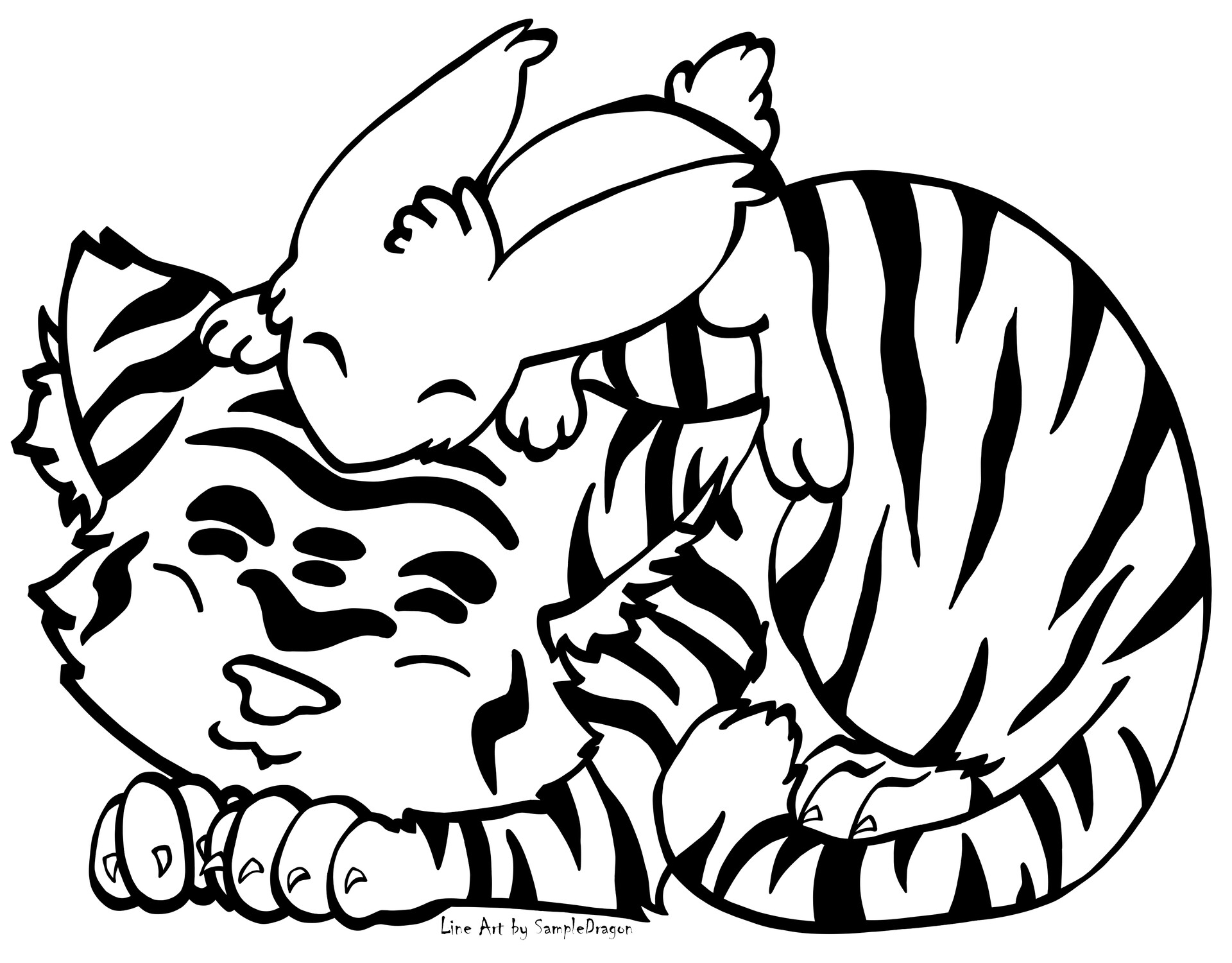 Coloring Pages  Baby Tiger with Mom Coloring Page