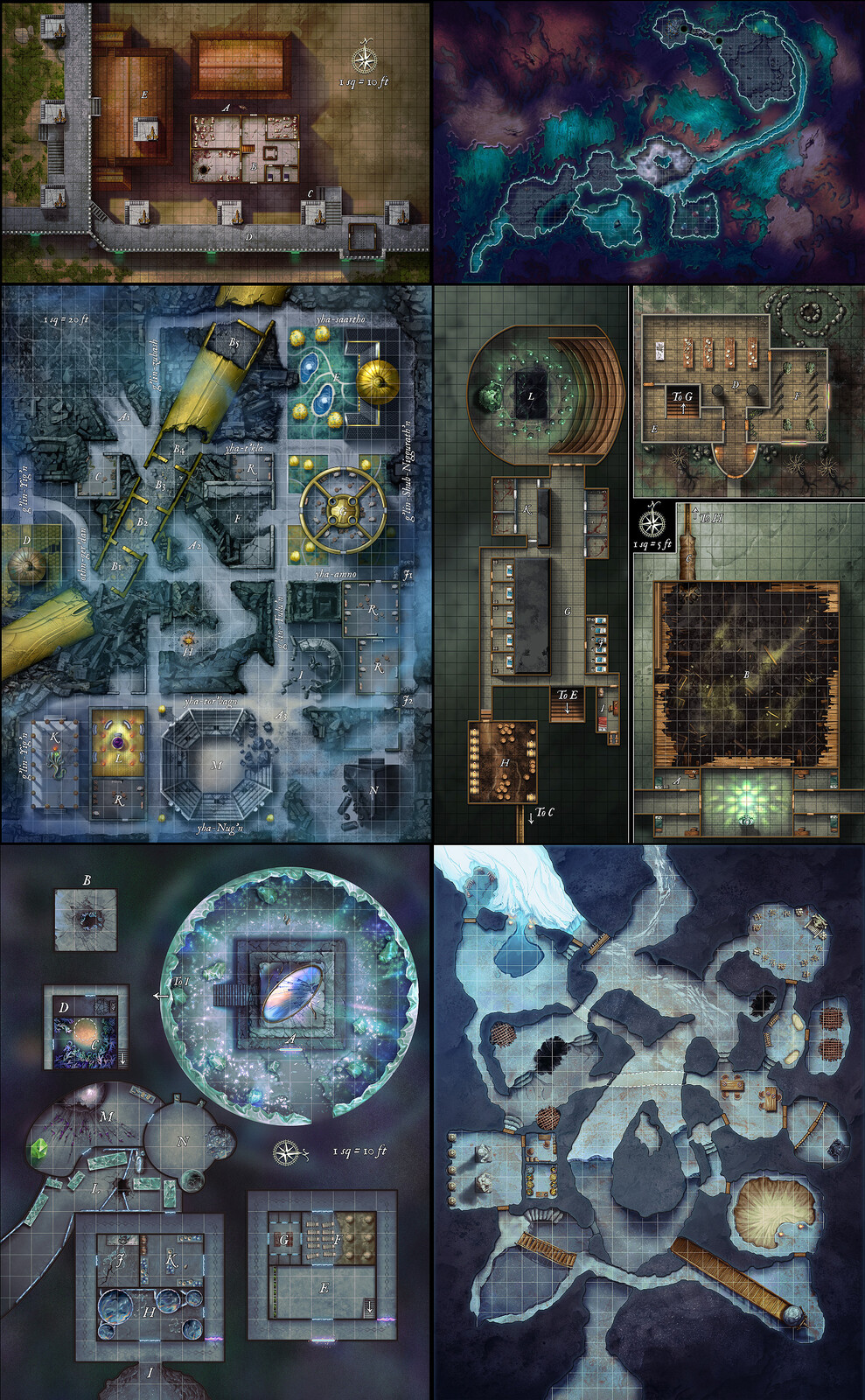 RPG maps (Starfinder, Cthulhu Mythos)
