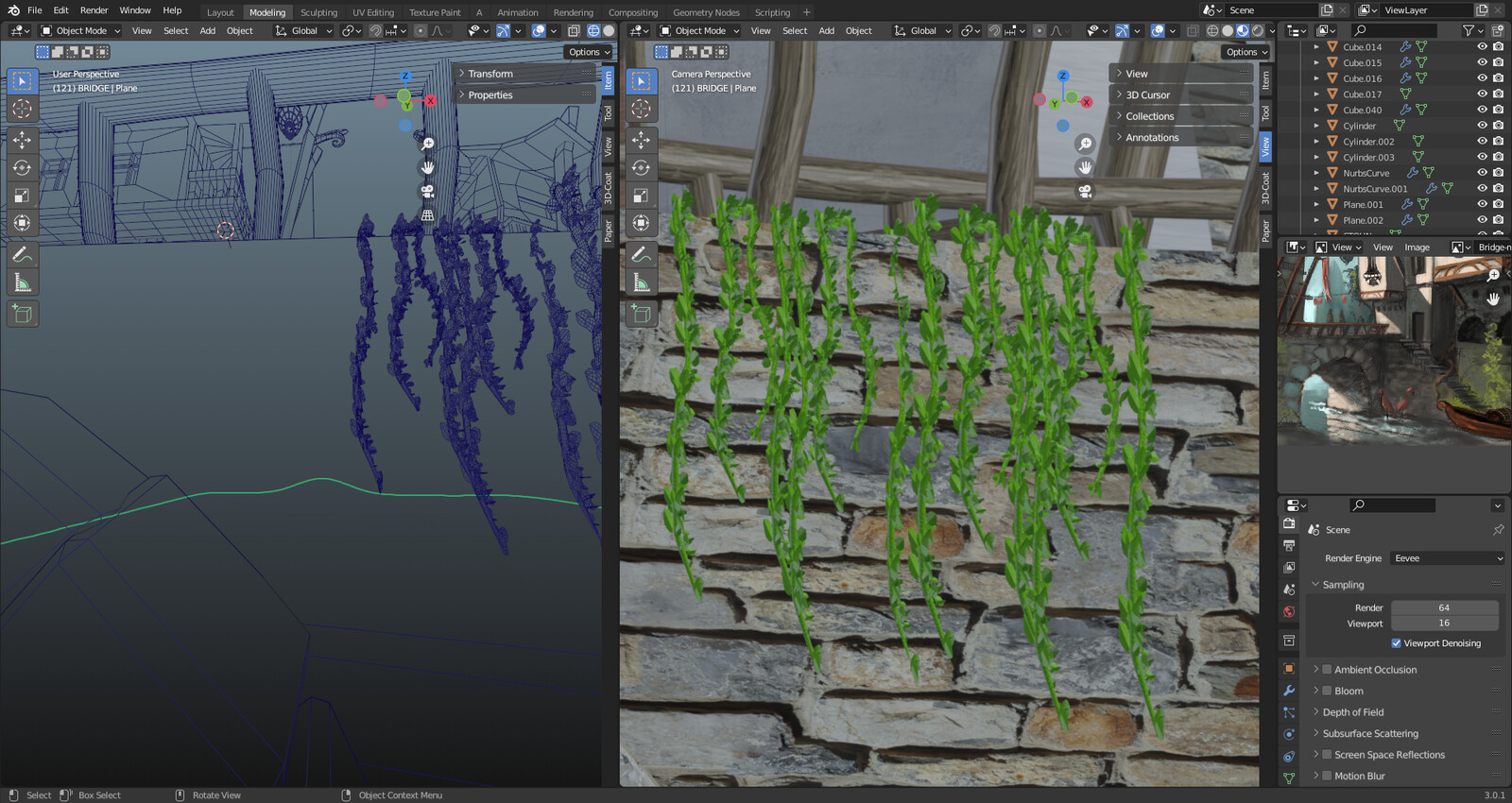I used geometric nodes to quickly generate plants. 