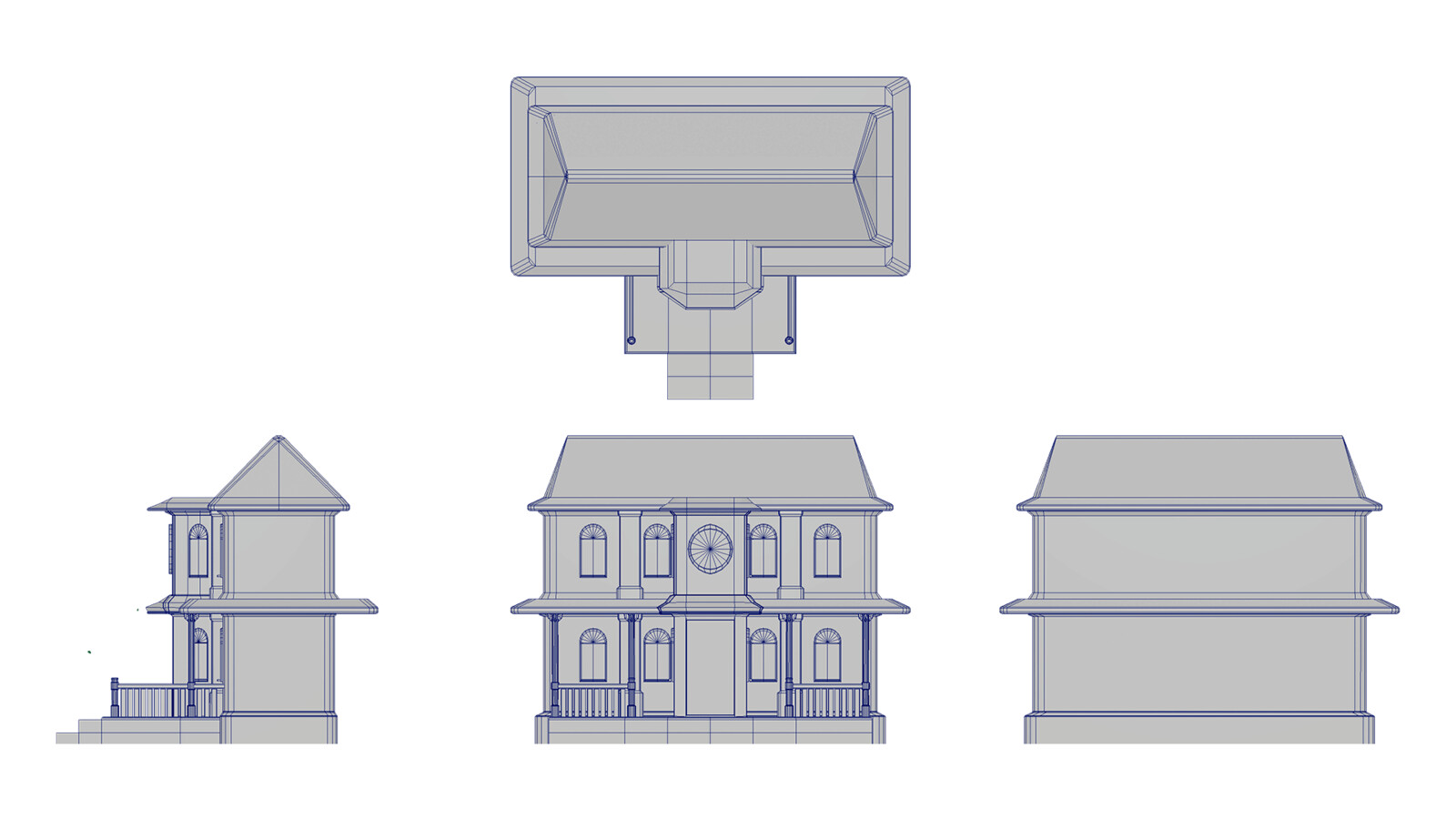 Front, Side, Top, and Back 