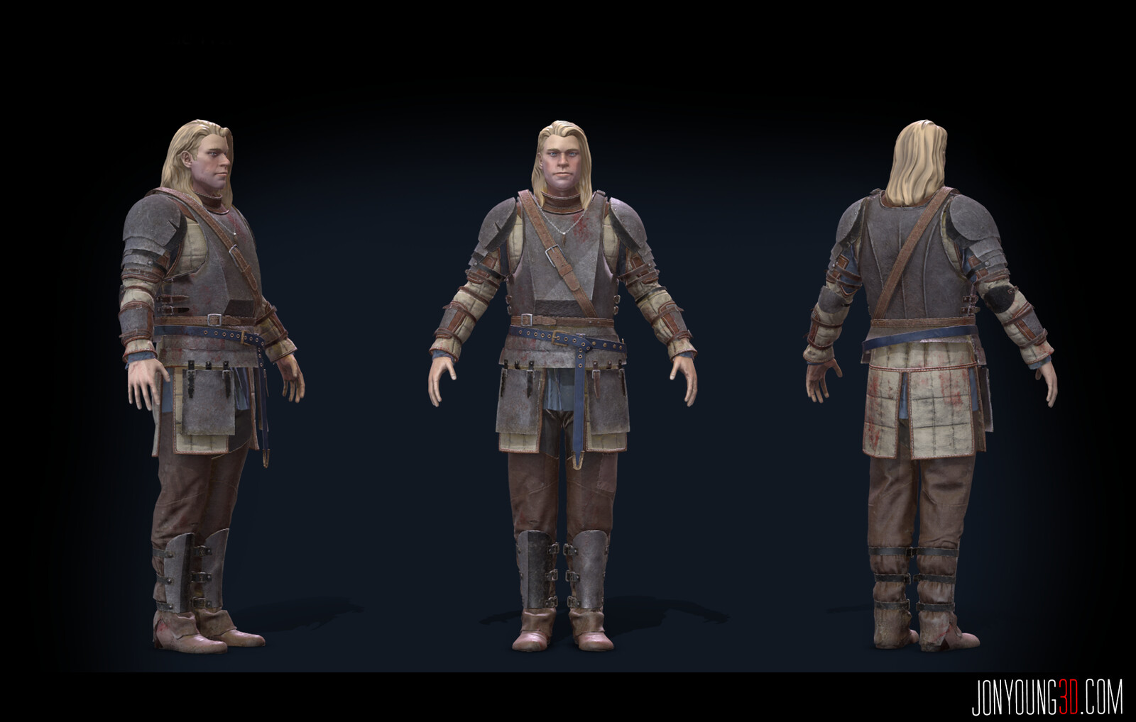 Real-time character WIP heavily inspired by Sir Duncan the Tall in G.R.R. Martin's "The Hedge Knight" series of books. Clothing created in Marvelous Designer. High poly sculpted in Zbrush.