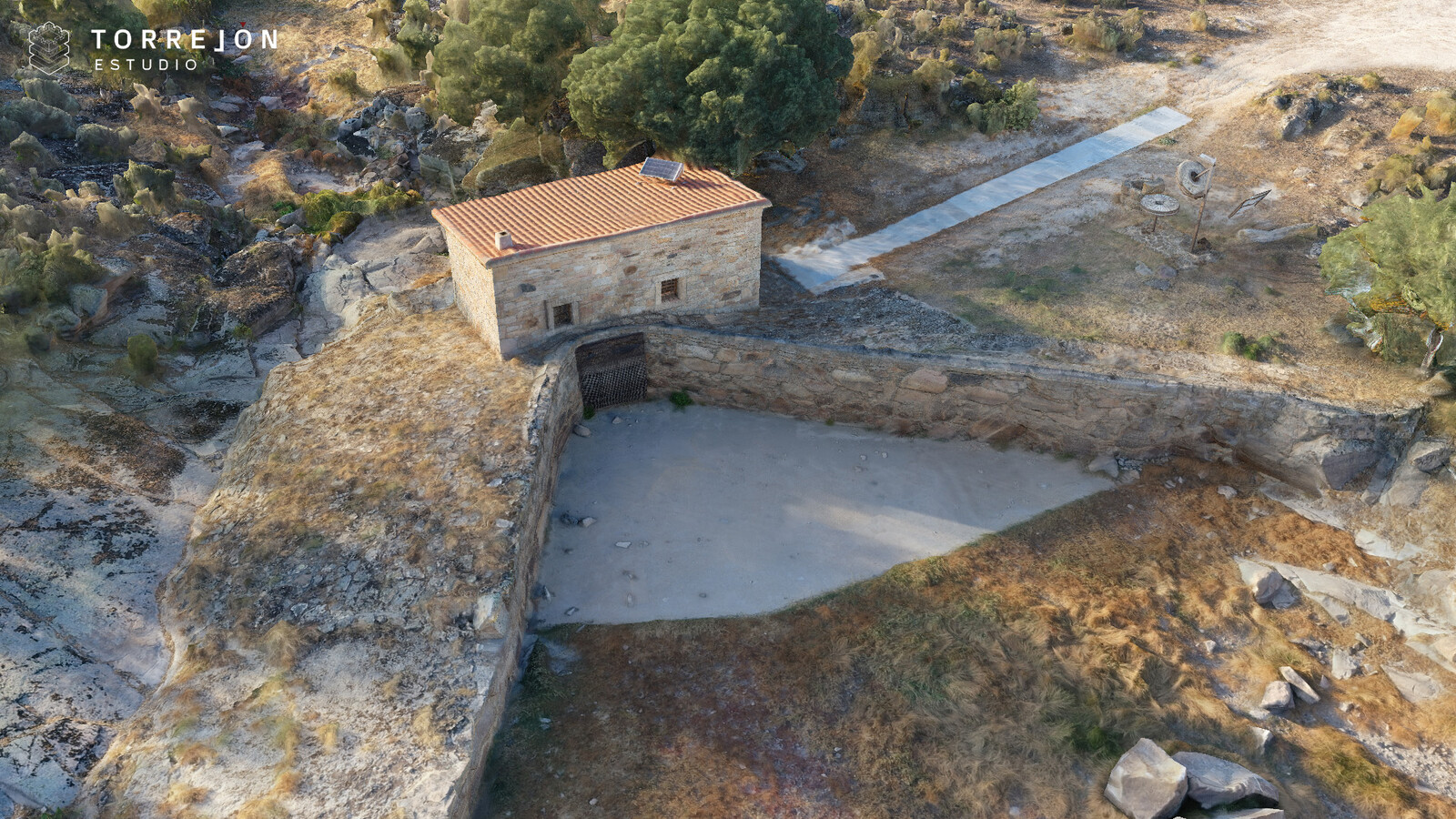 Detalle del molino y la pesquera