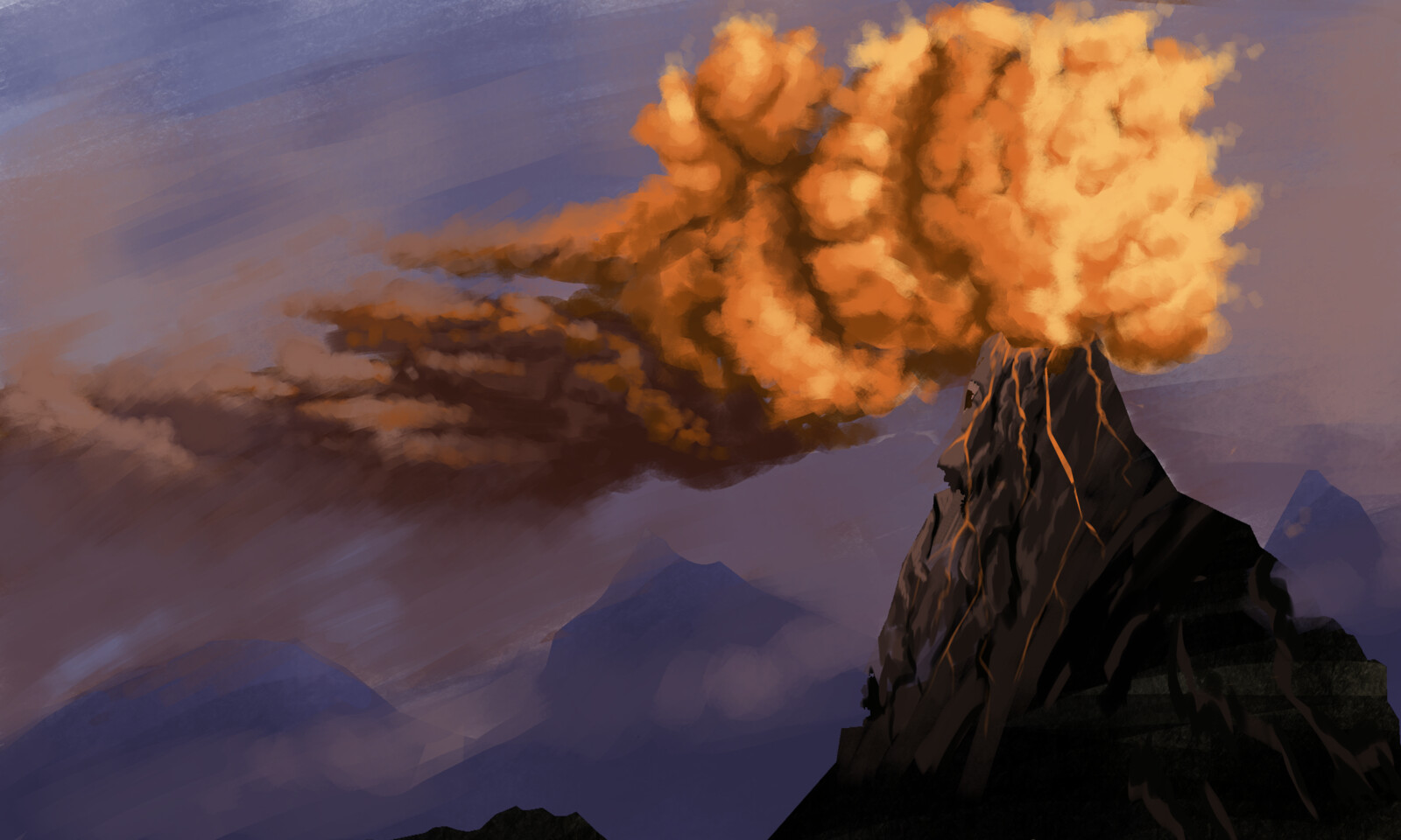 Volcano painting