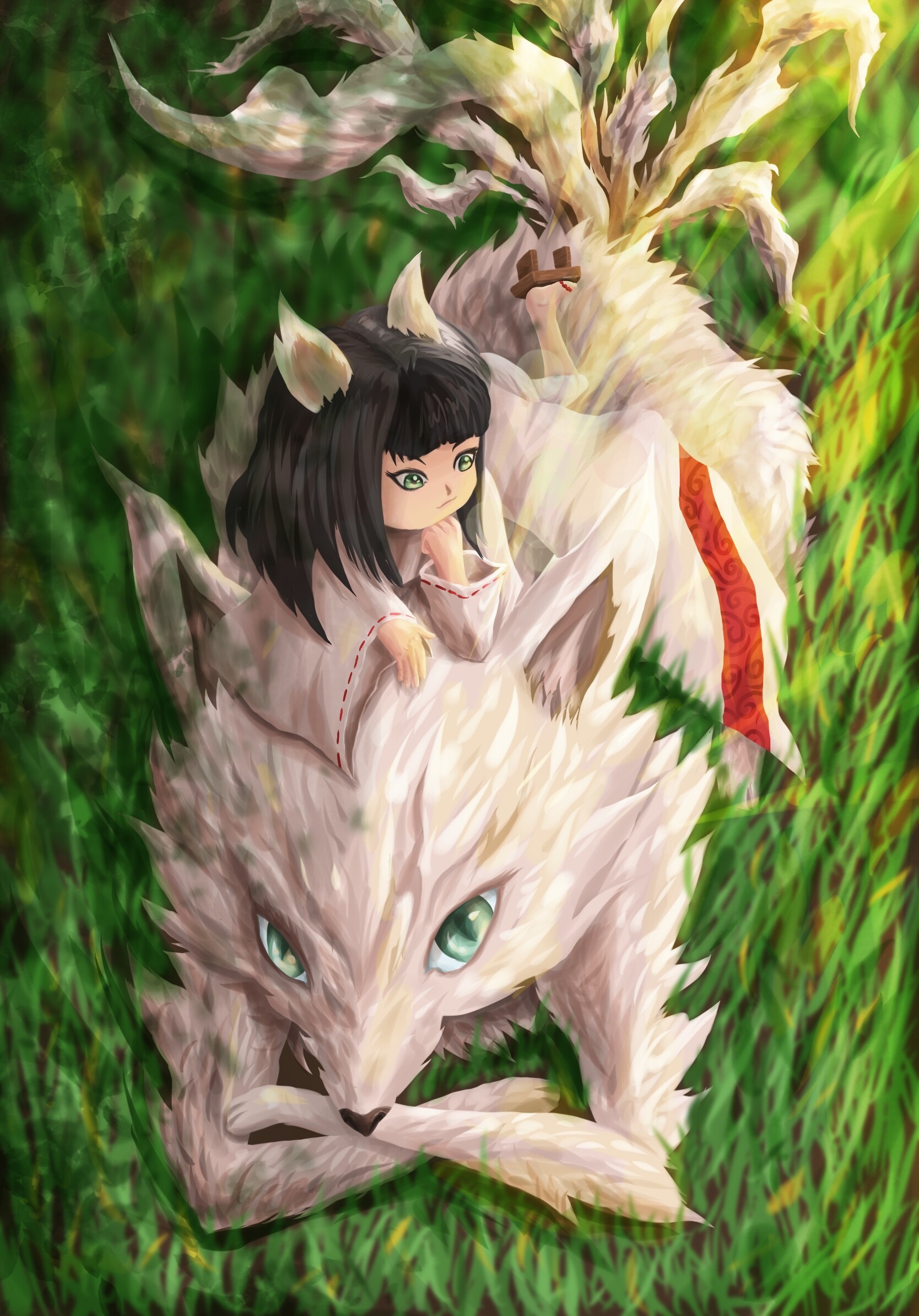 Cute Anime Fox Girl Cute Nine Tailed Fox Girl Chibi PNG Image With  Transparent Background  TOPpng