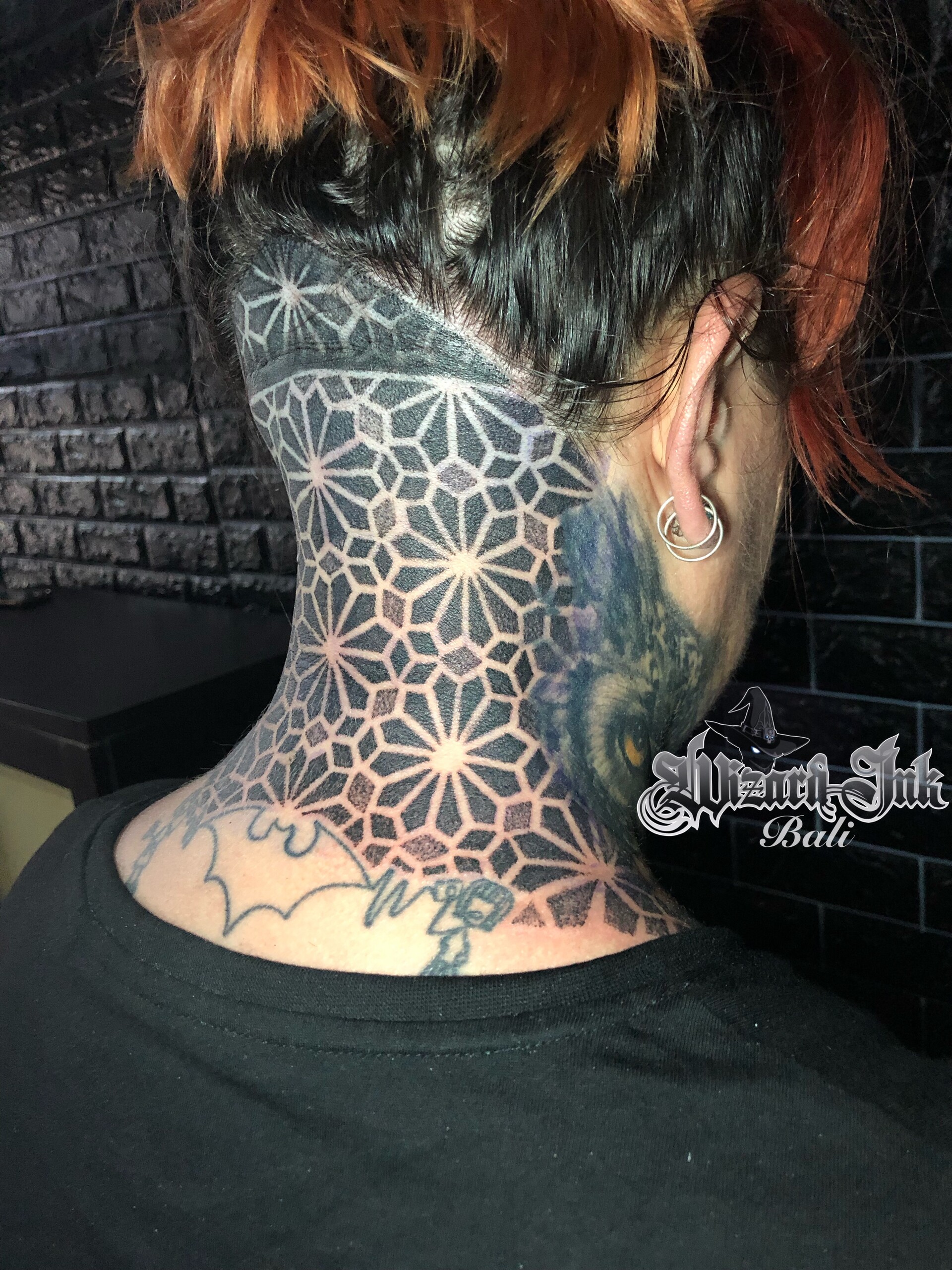 ArtStation - Black work geometric tattoos Neck