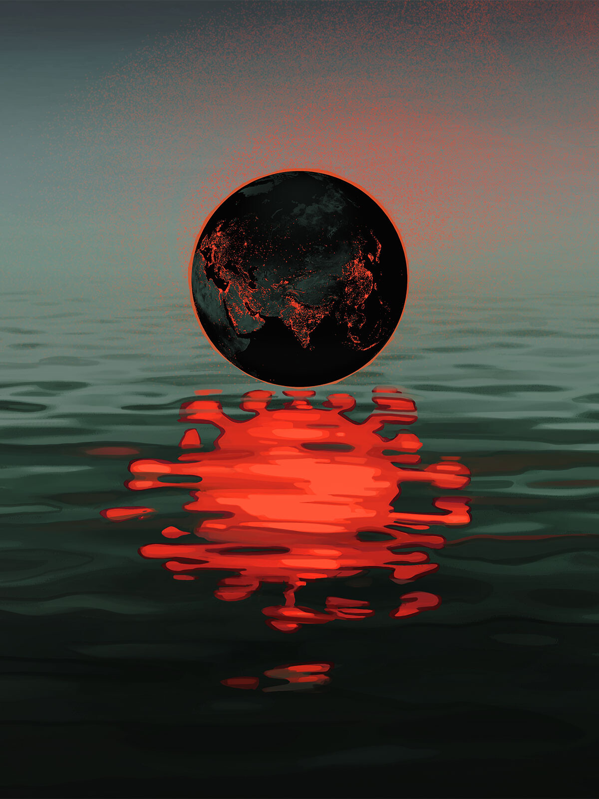 Earth reflected as a coronavirus