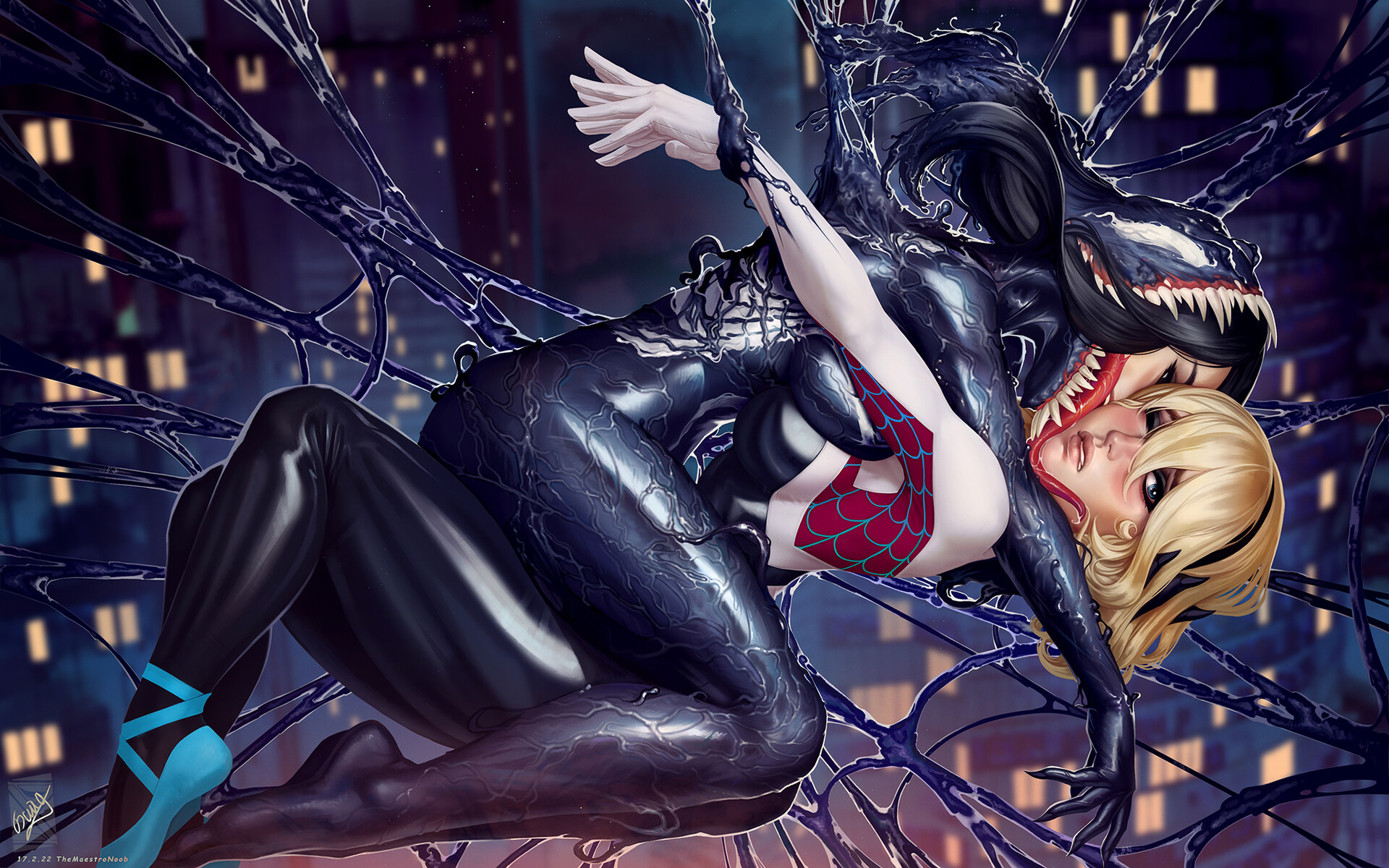 Spider-Gwen and She-Venom.