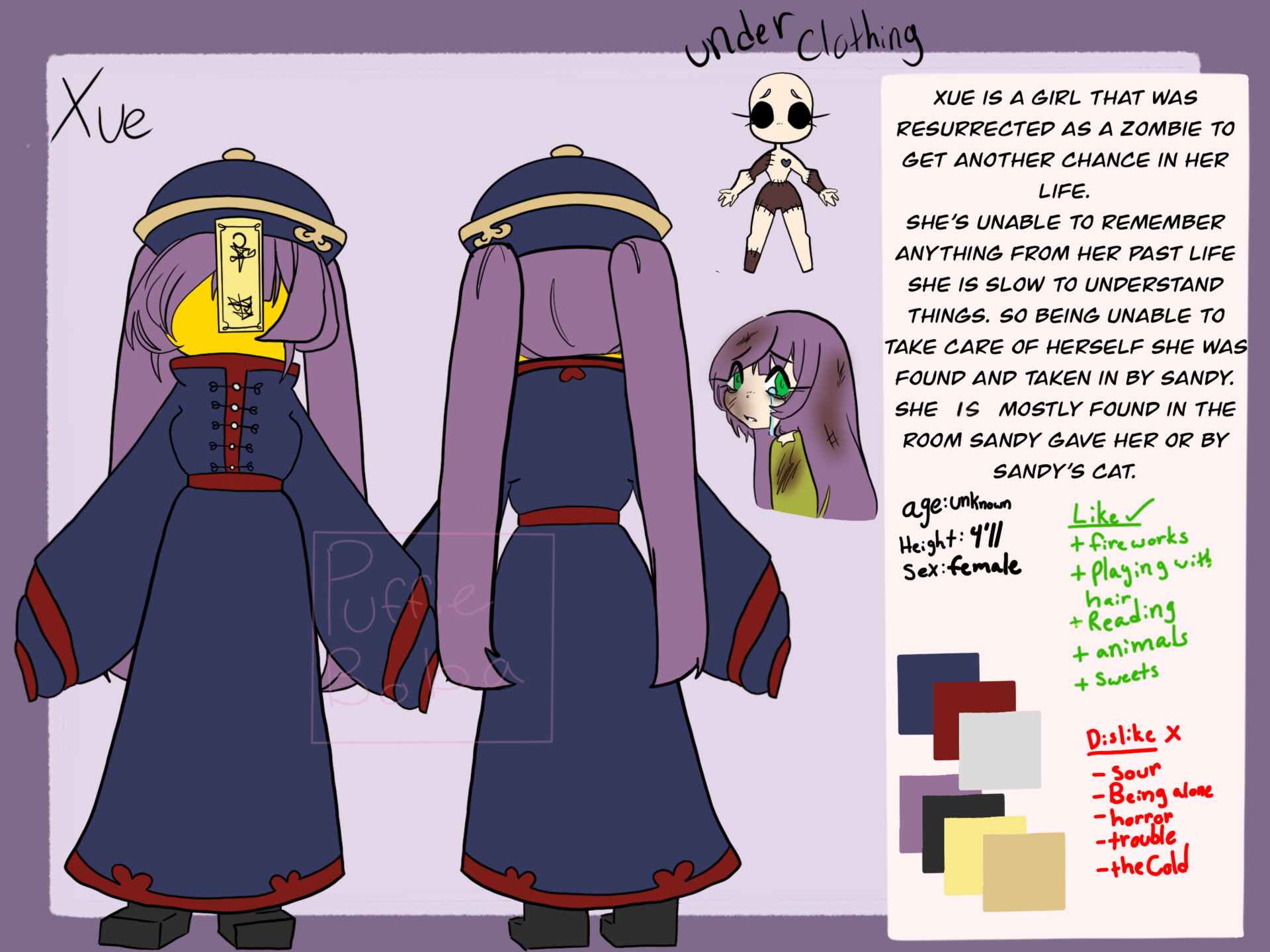 Artstation reference sheet for an oc